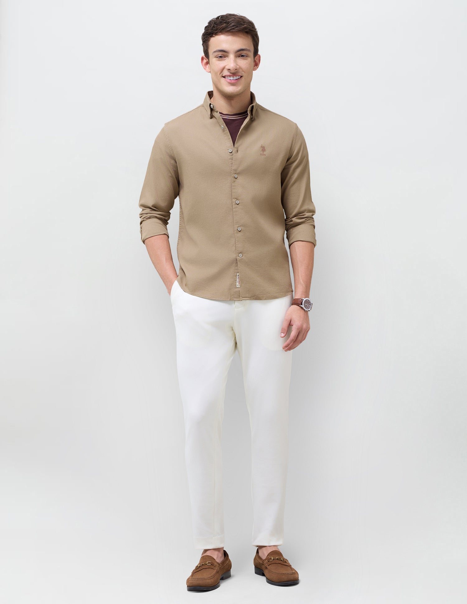 Textured Dobby Shirt Bronze - U.S. Polo Assn. India | Large