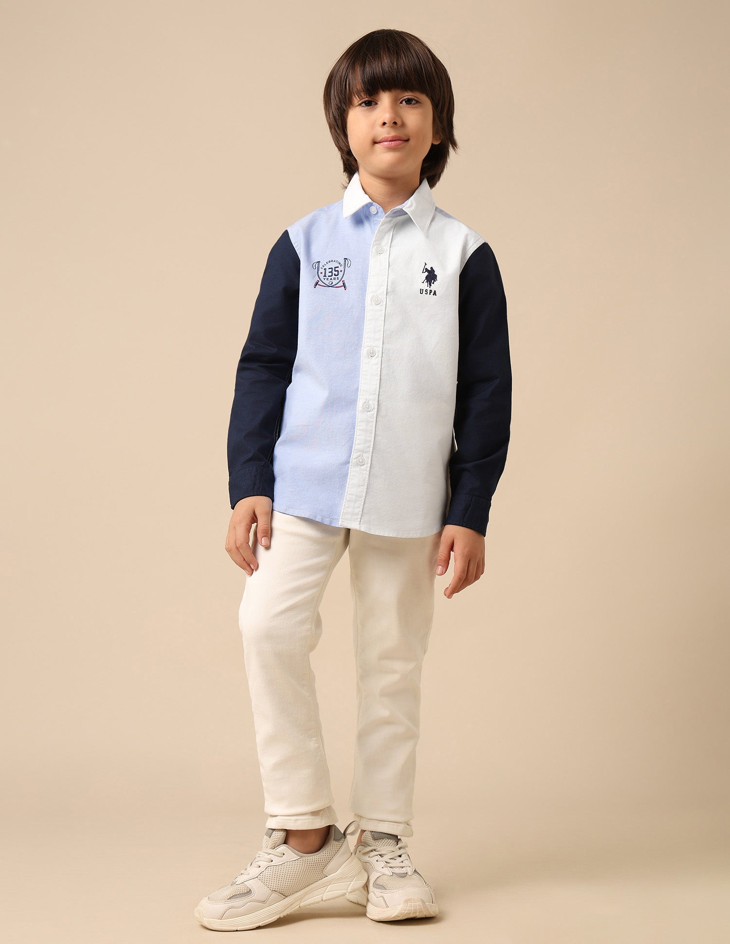 Boys Oxford Colorblocked Brand Printed Shirt Multi - U.S. Polo Assn. India | Large