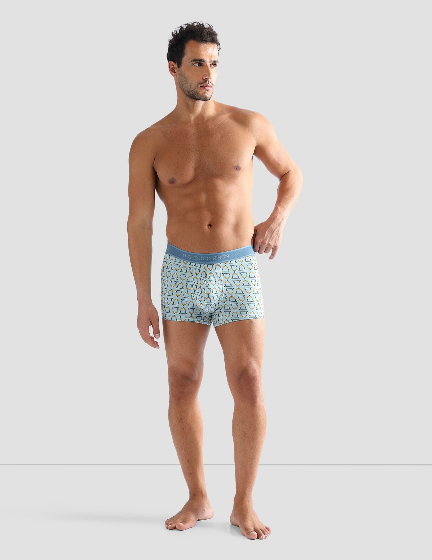 Anti Microbial Printed PT005 Trunks - Pack of 1 Blue Print - U.S. POLO ASSN. | Large