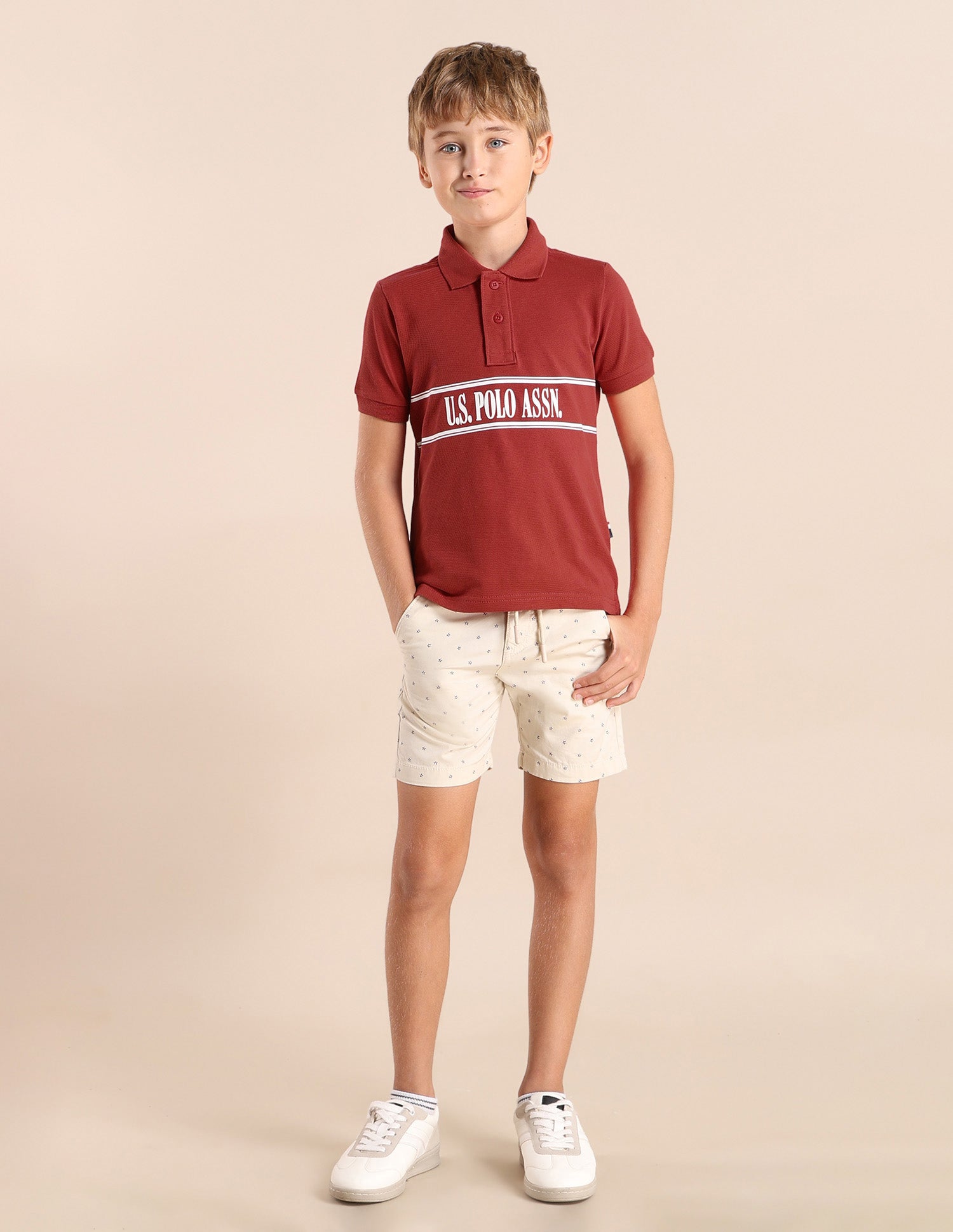 Boys Brand Printed Regular Fit Polo Shirt Medium Red - U.S. POLO ASSN. | Large