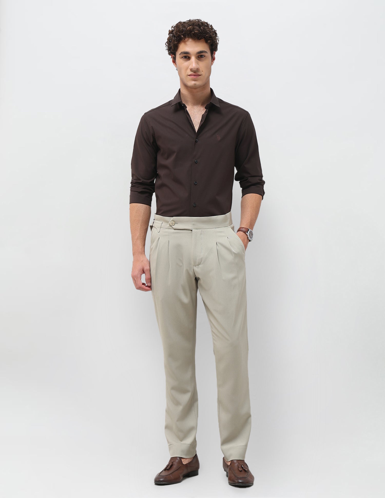 Solid Tailored Fit Shirt Choco - U.S. Polo Assn. India | Large