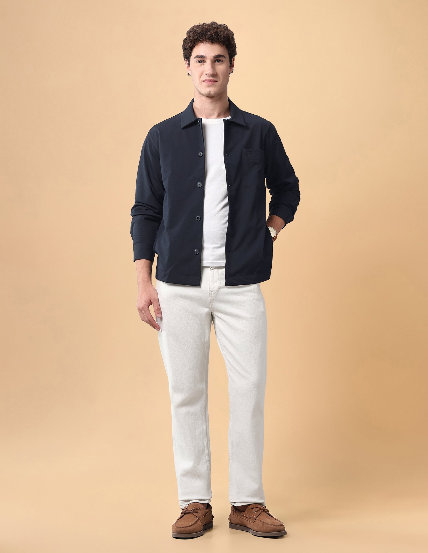 Pacho X Solid Regular Fit Shacket Navy - U.S. Polo Assn. India | Large