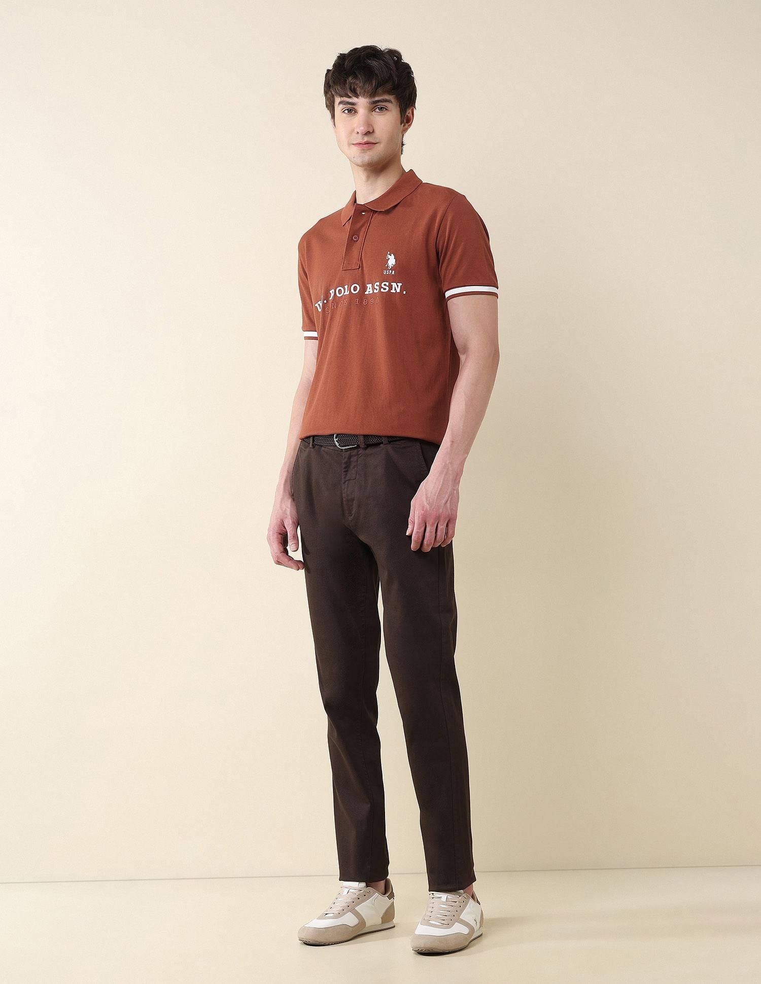 Slim Fit Brand Embroidered Polo Shirt Rust - U.S. POLO ASSN. | Large