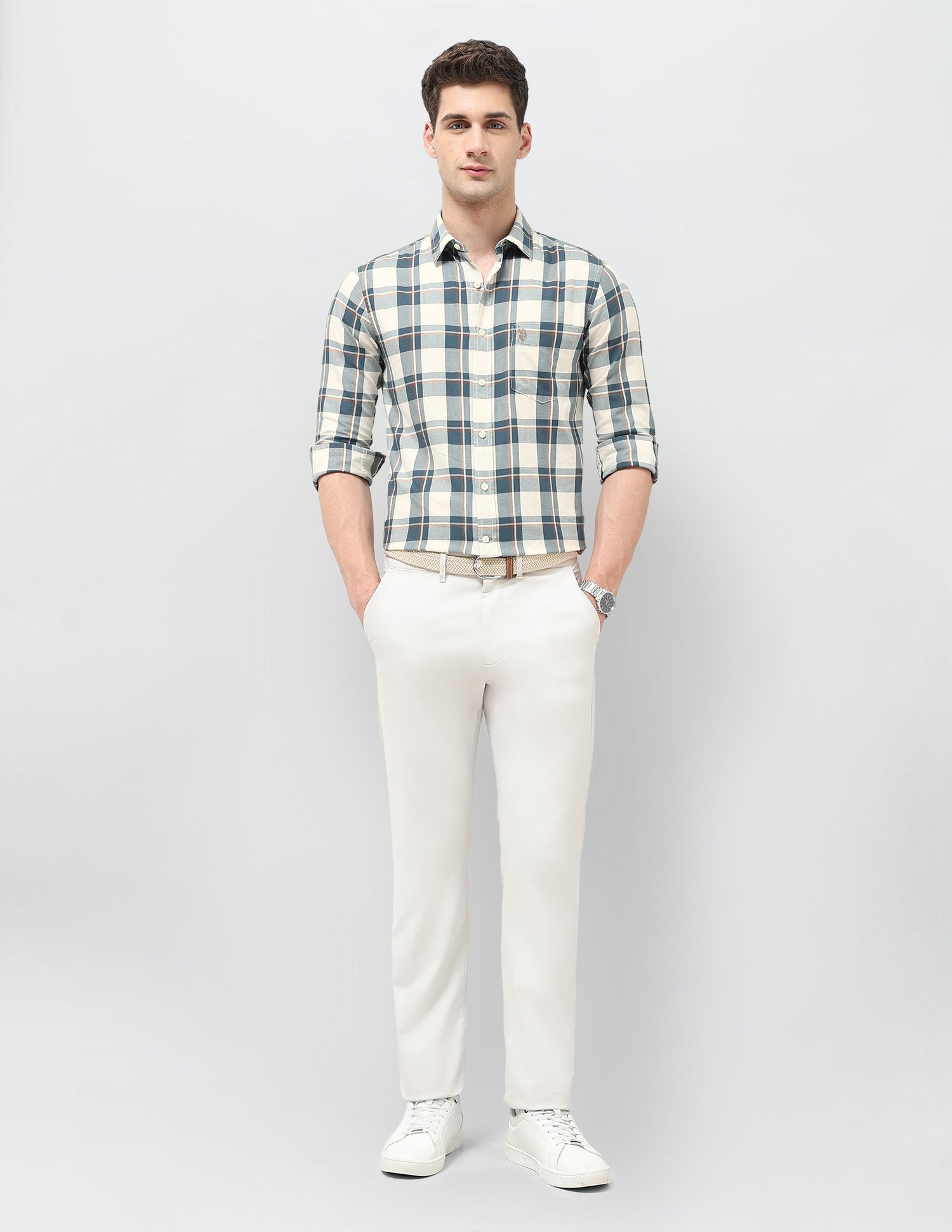 Twill Tailored Fit Shirt Teal - U.S. Polo Assn. India | Large