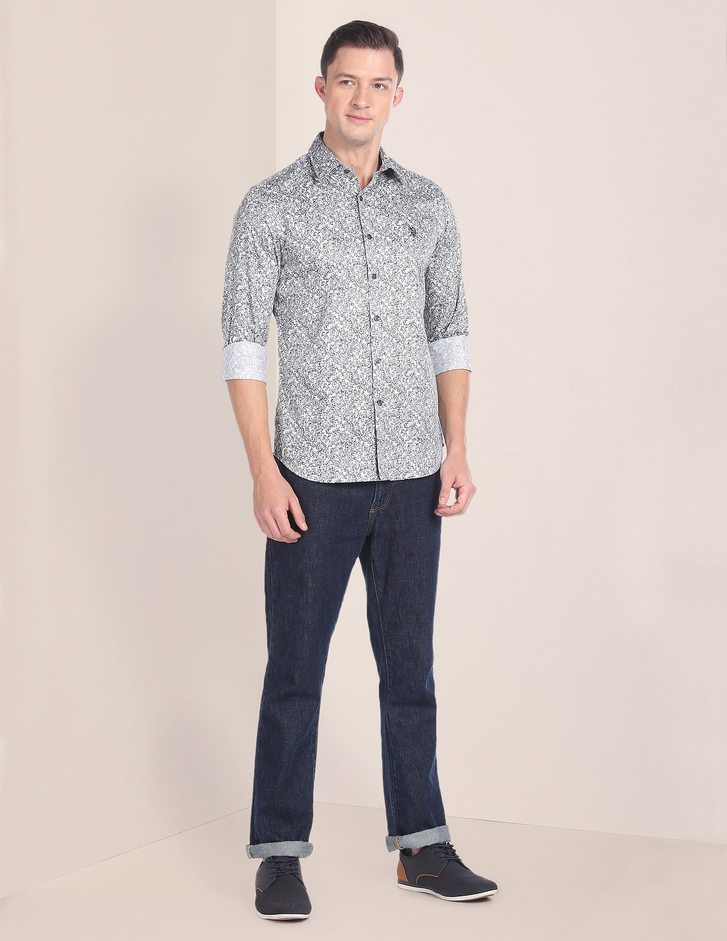 Abstract Print Twill Shirt Grey - U.S. Polo Assn. India | Large