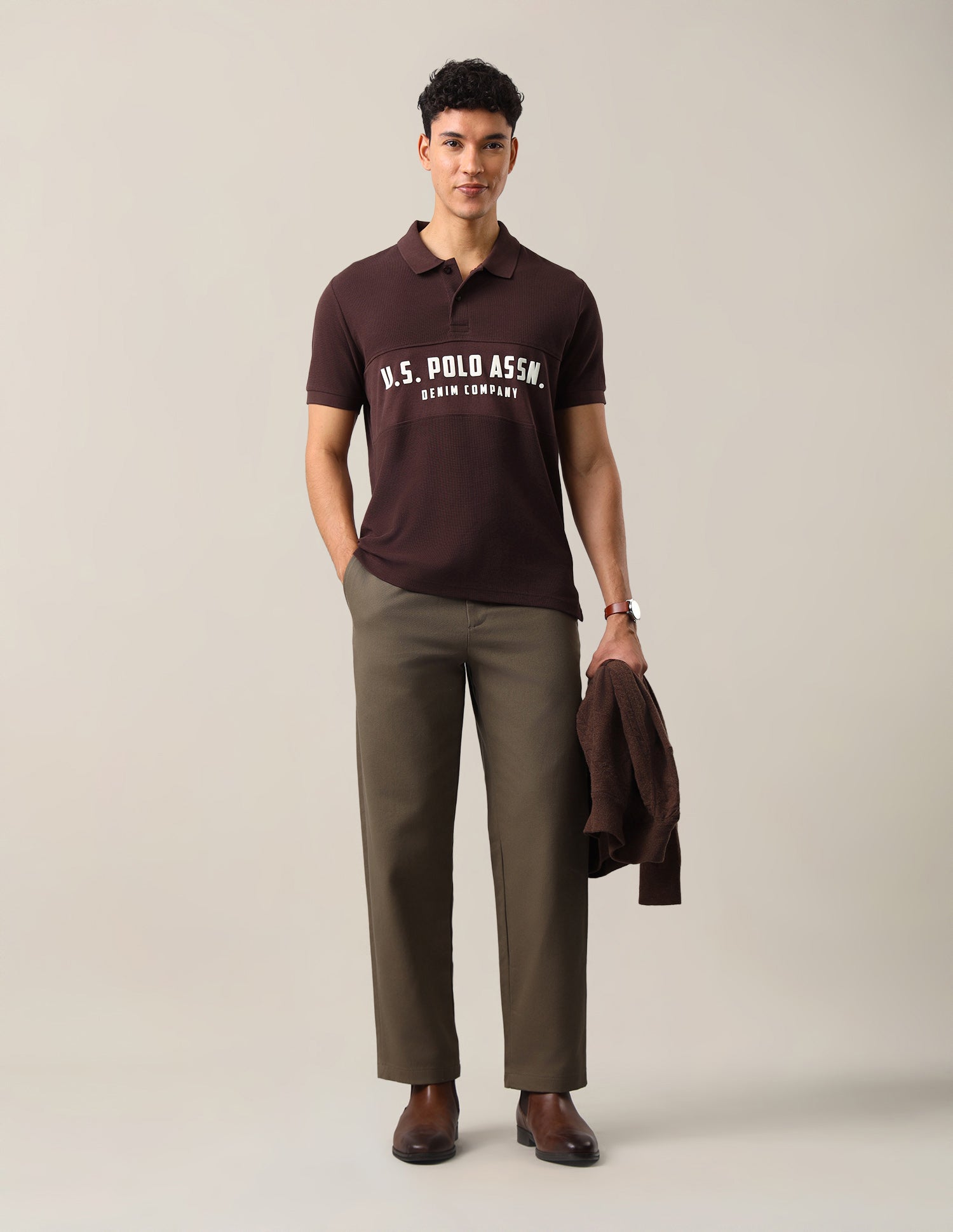 Brand Embossed Slim Fit Polo Shirt Maroon - U.S. Polo Assn. India | Large
