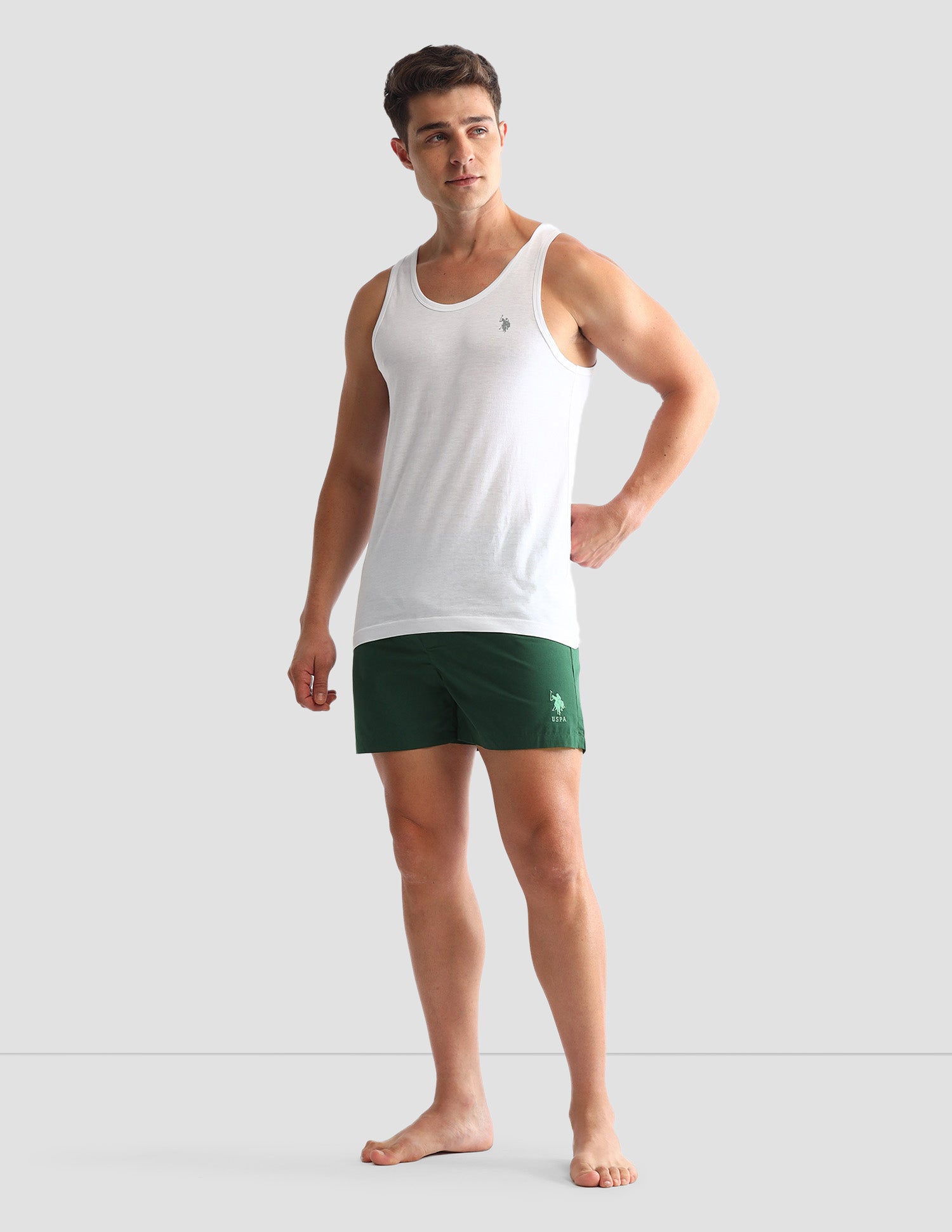 Solid Cotton OEX07 Boxers - Pack Of 1 Bistro Green - U.S. POLO ASSN. | Large