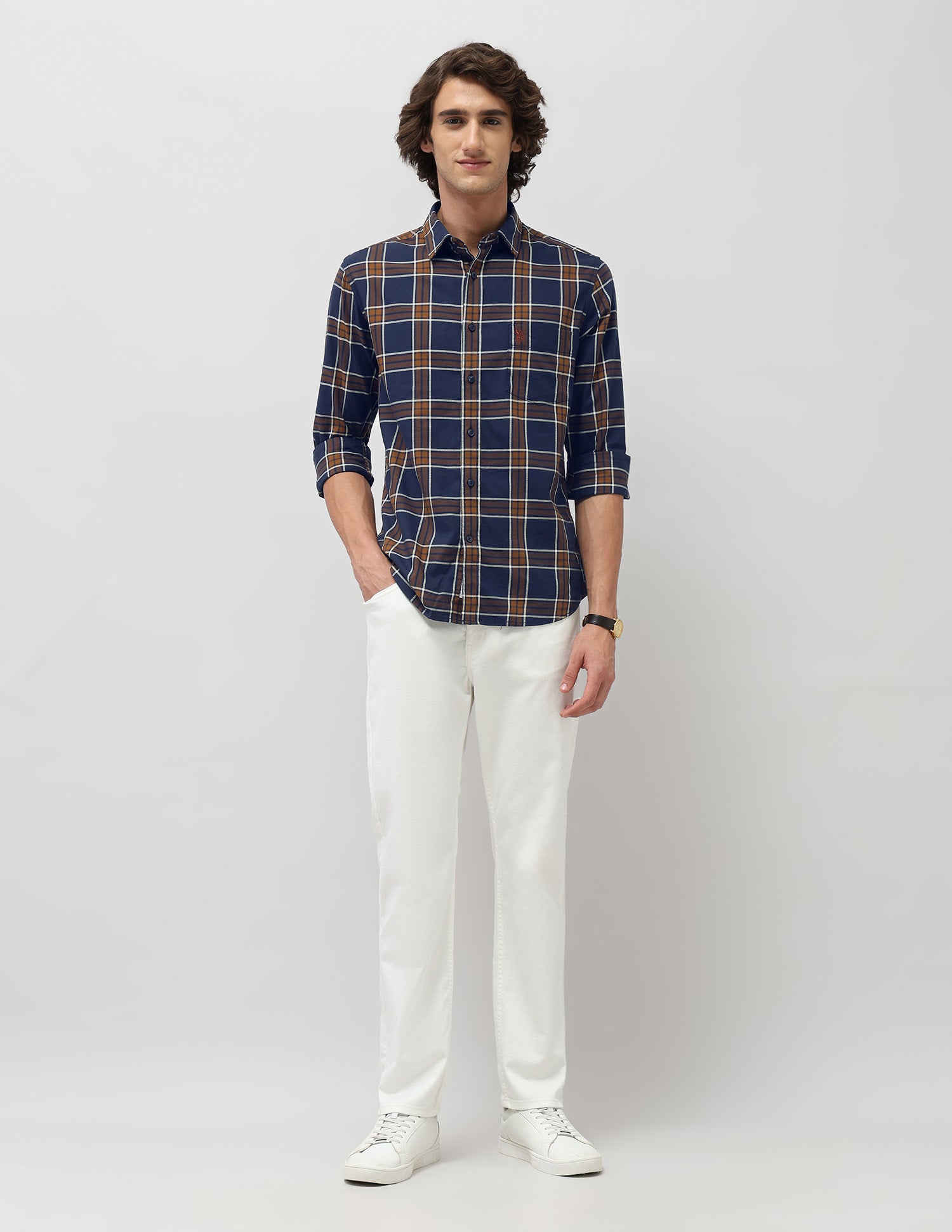 Grid Tattersall Checked Tailored Fit Shirt Navy - U.S. POLO ASSN. | Large