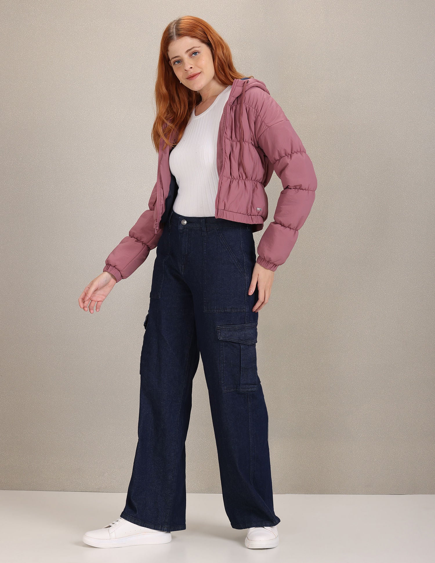 Gathered Solid Hood Jacket Mauve - U.S. POLO ASSN. | Large