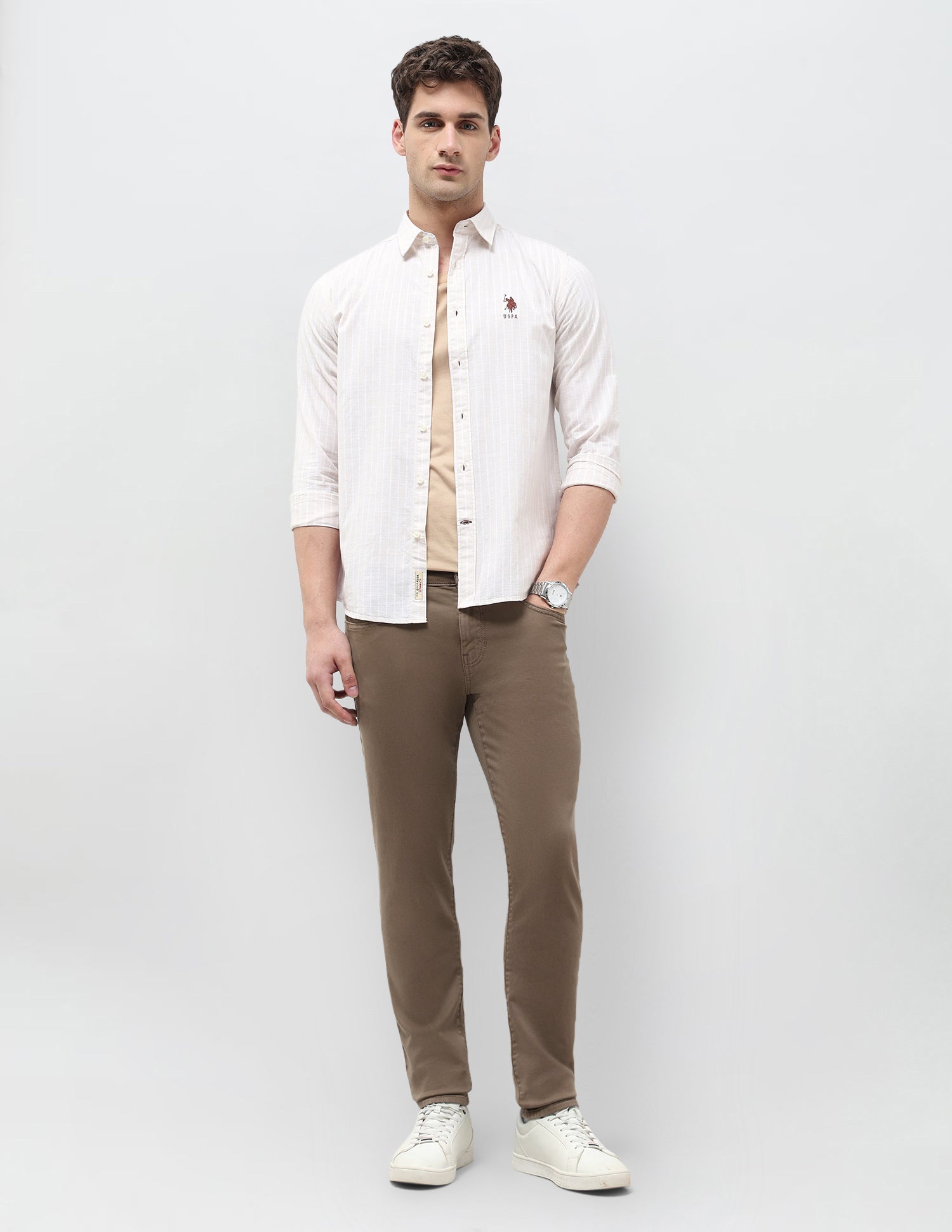 Brandon Slim Tapered Fit Mid Rise Jeans Brown - U.S. POLO ASSN. | Large