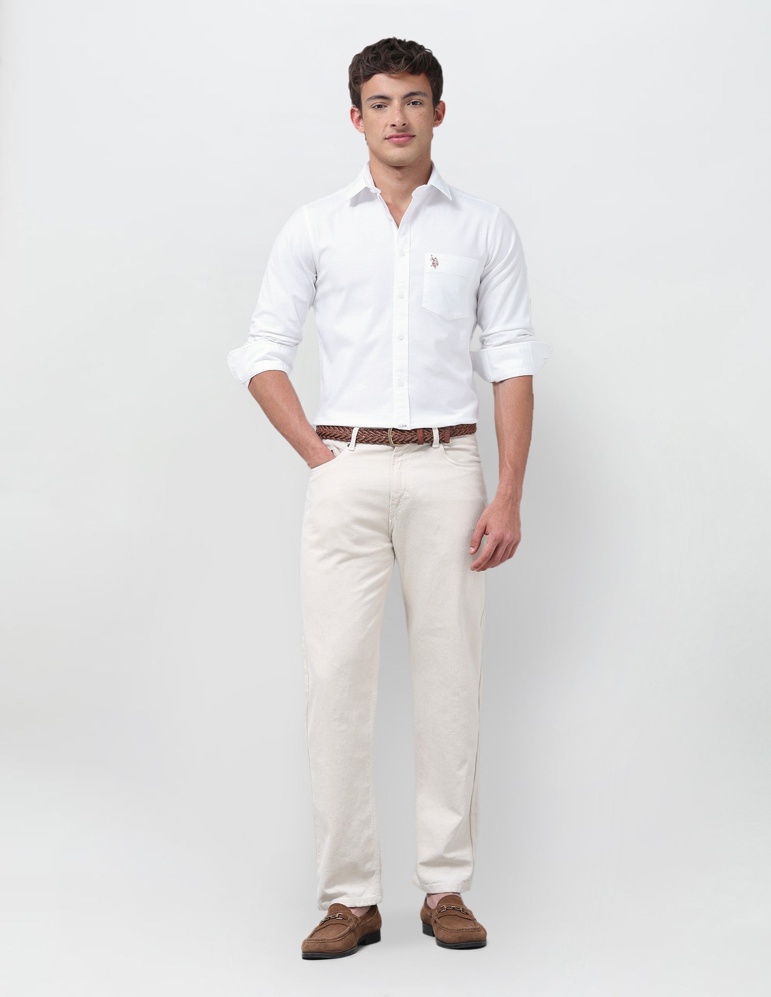Tailored Fit Oxford Shirt White - U.S. Polo Assn. India | Large