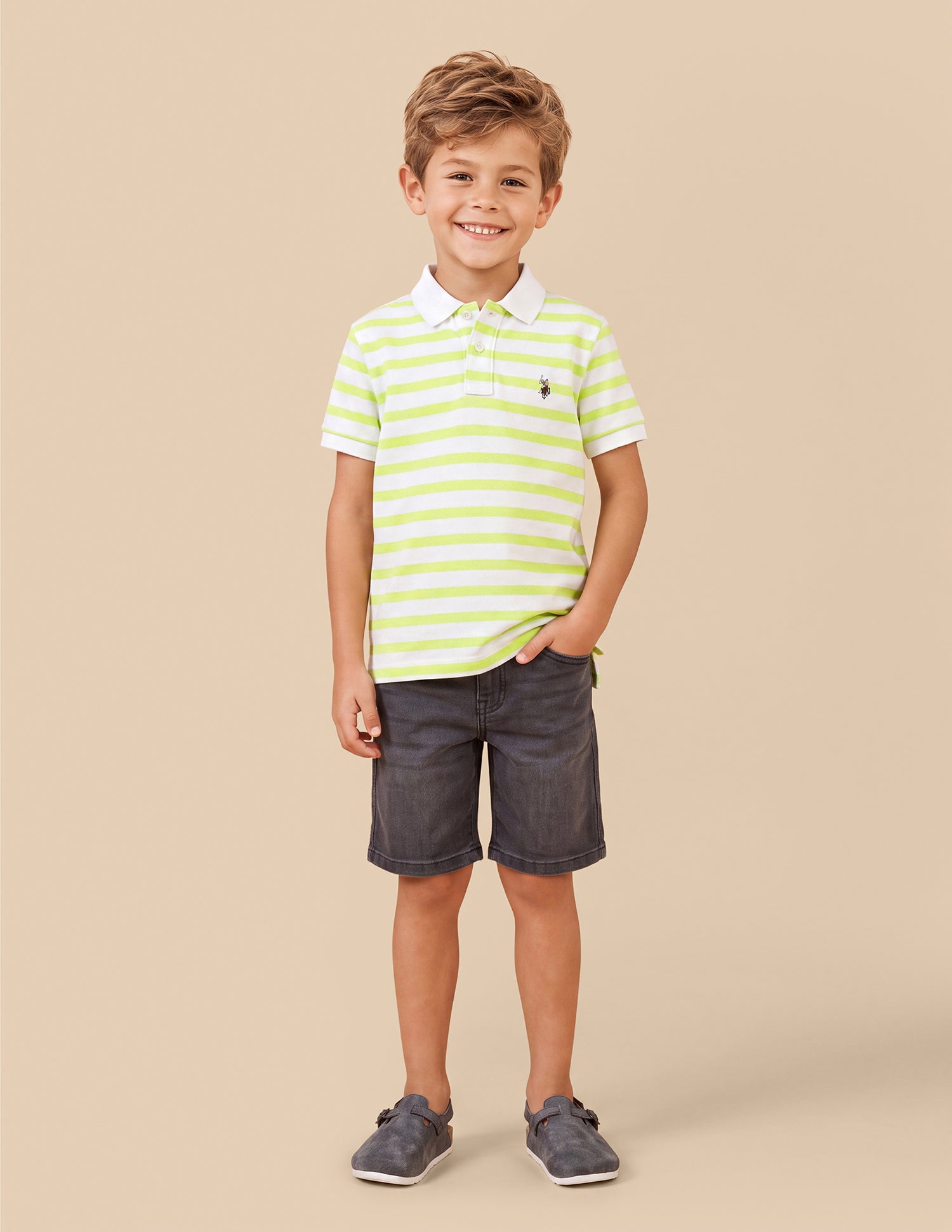 Horizontal Striped Regular Fit Polo Shirt Light Yellow - U.S. Polo Assn. India | Large