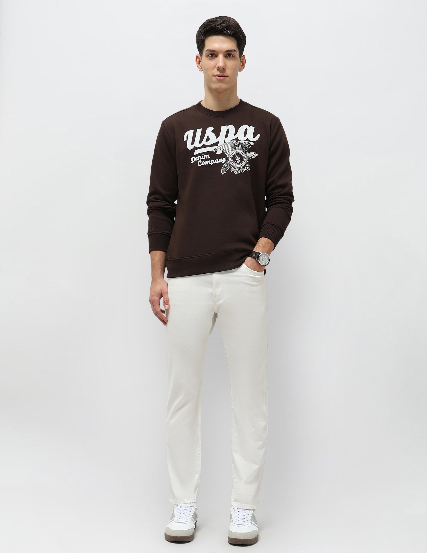 Graphic Brand Printed Sweatshirt Dark Brown - U.S. POLO ASSN. | Large