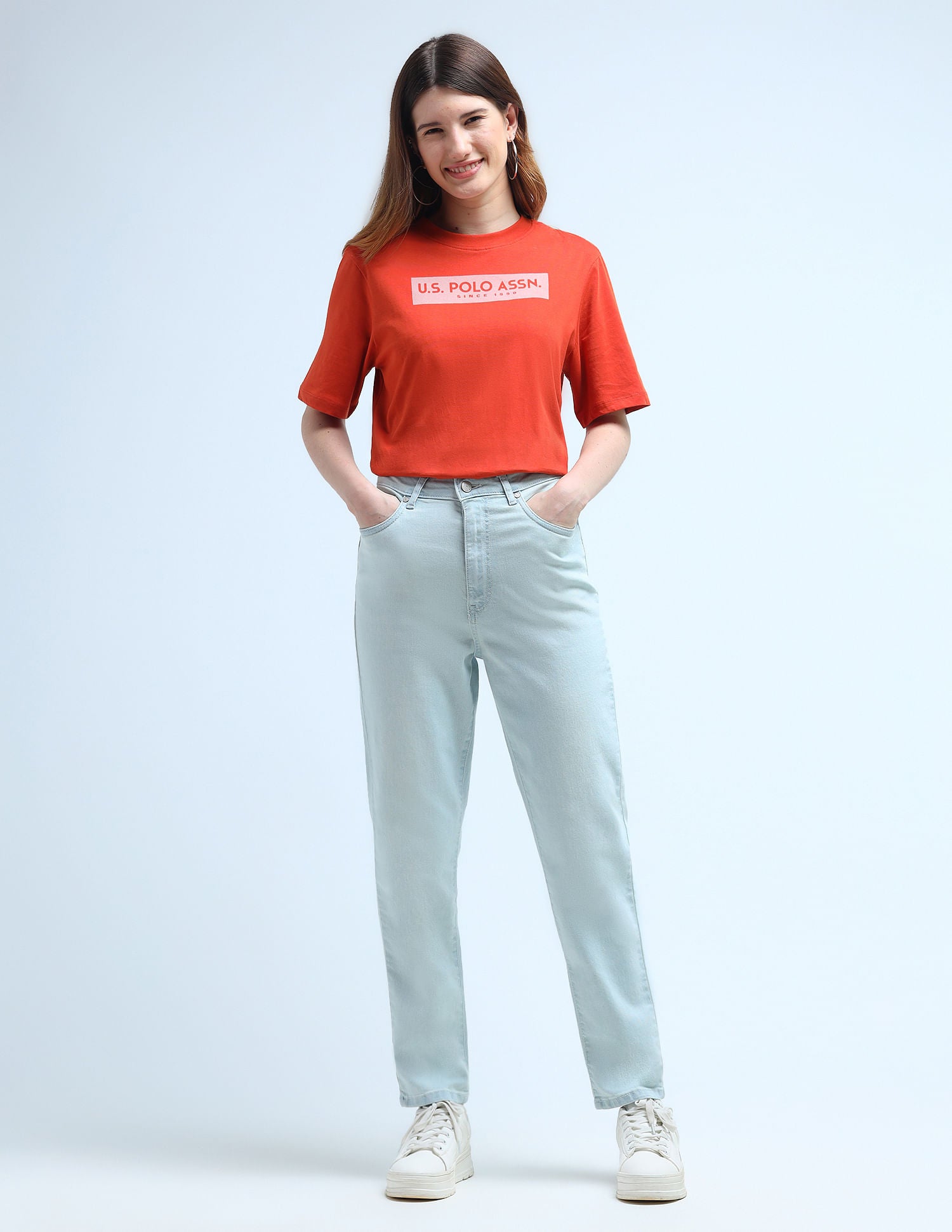 High Rise Mom Fit Jeans Blue - U.S. Polo Assn. India | Large