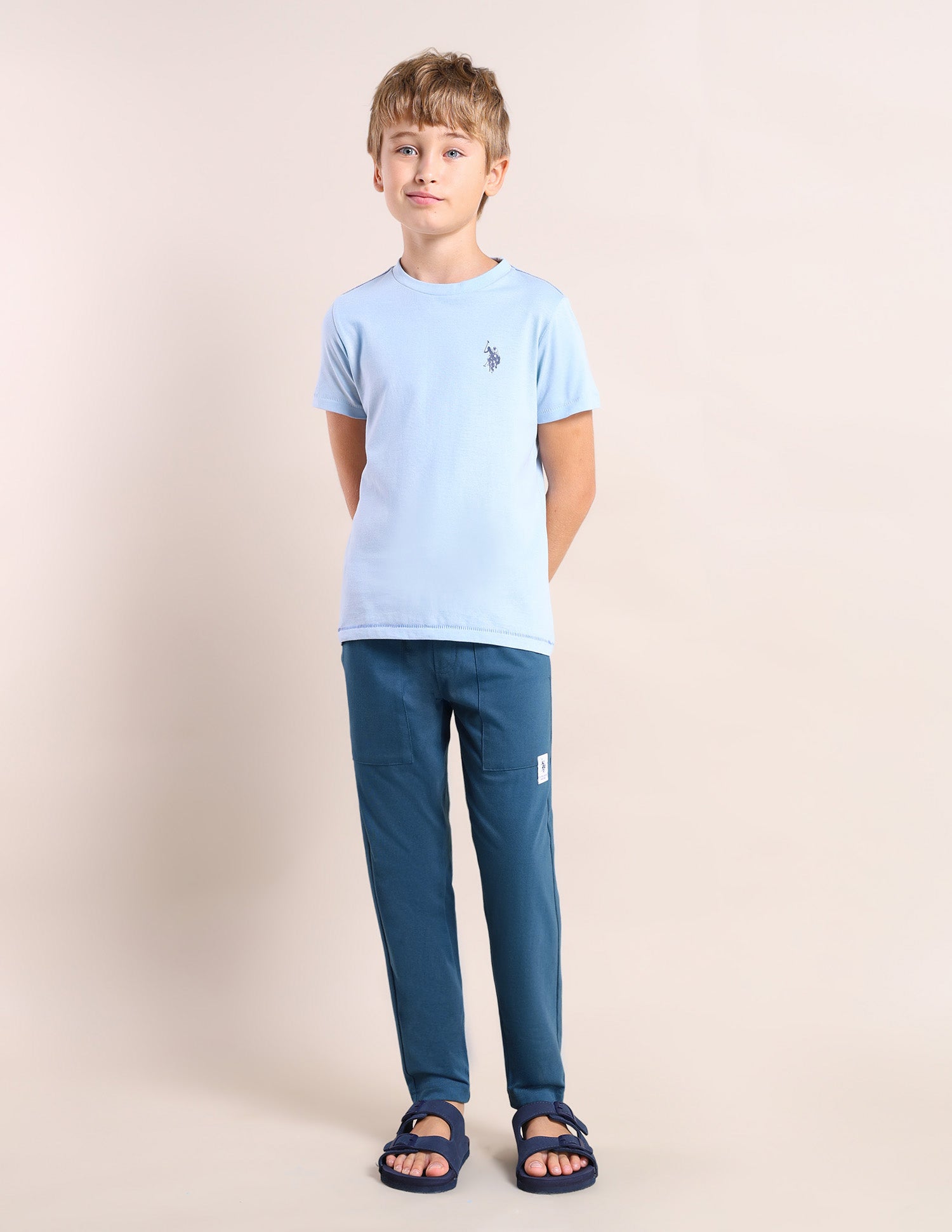 Boys Mid-Rise Solid Track Pants Navy - U.S. POLO ASSN. | Large