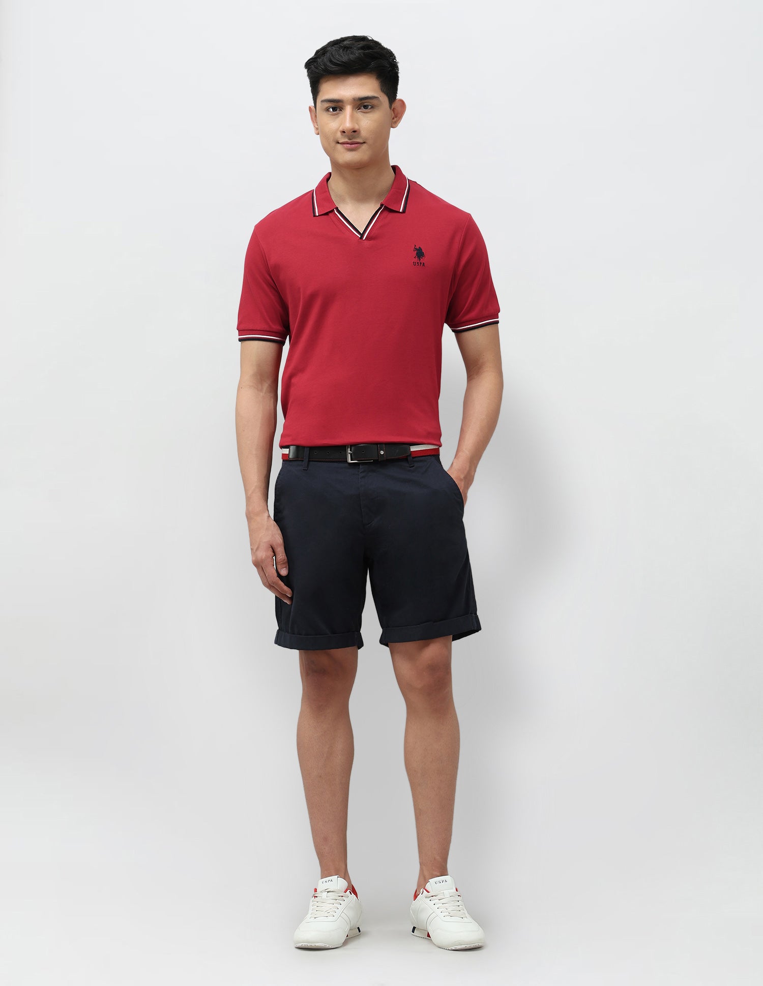 Pure Cotton Slim Fit Polo Shirt Dark Red - U.S. Polo Assn. India | Large