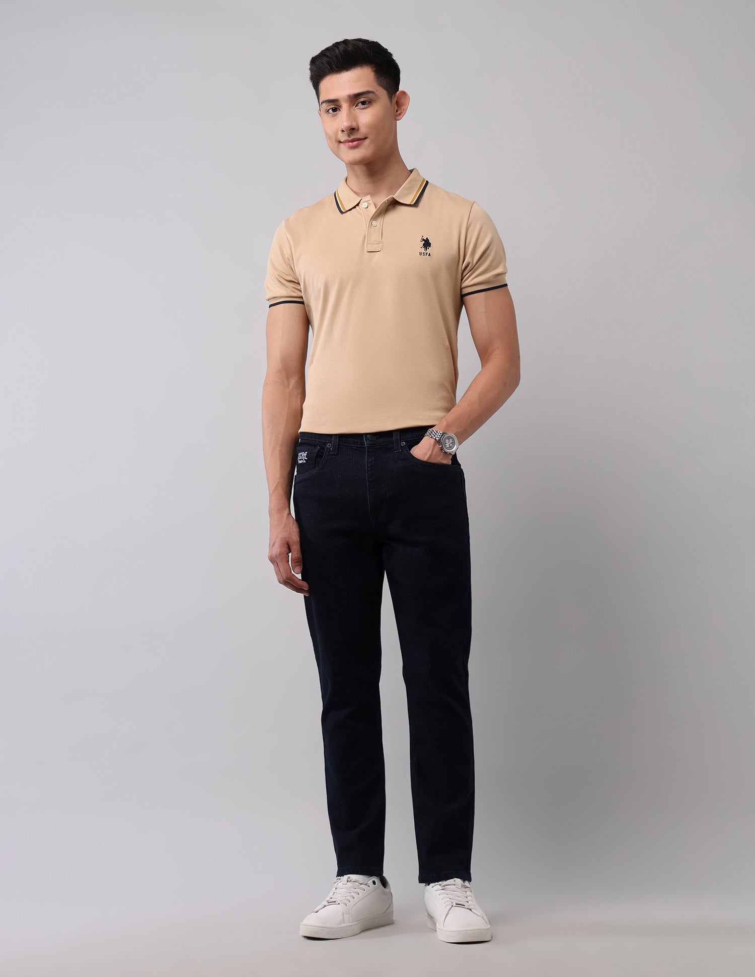 Cole Comfort Cropped Fit Blue Jeans Blue - U.S. Polo Assn. India | Large