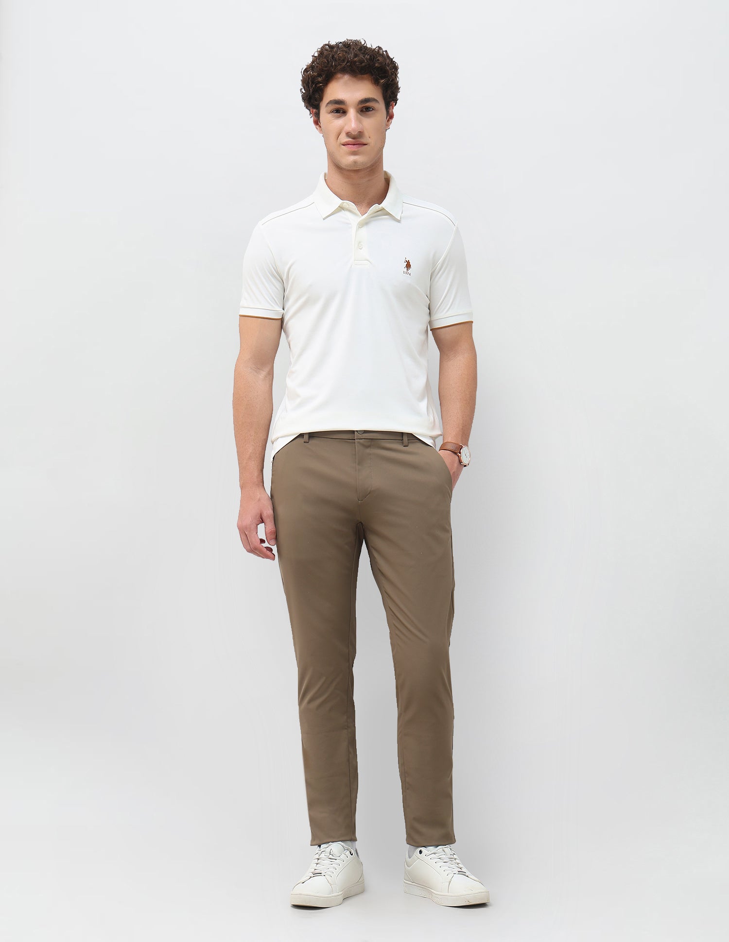 Mid Rise Austin Slim Fit Trousers Brown - U.S. Polo Assn. India | Large