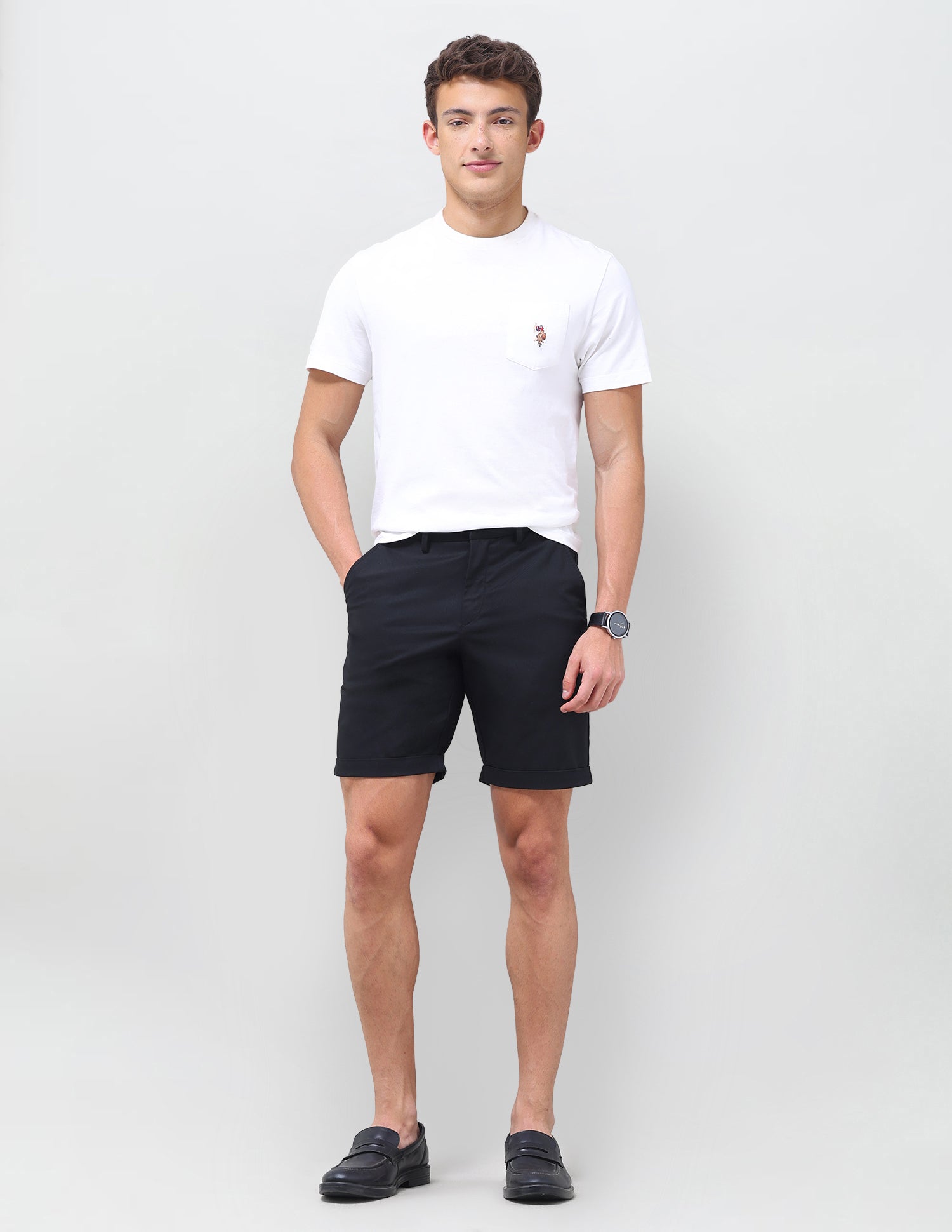 Slim Fit Twill Chino Shorts Black - U.S. Polo Assn. India | Large