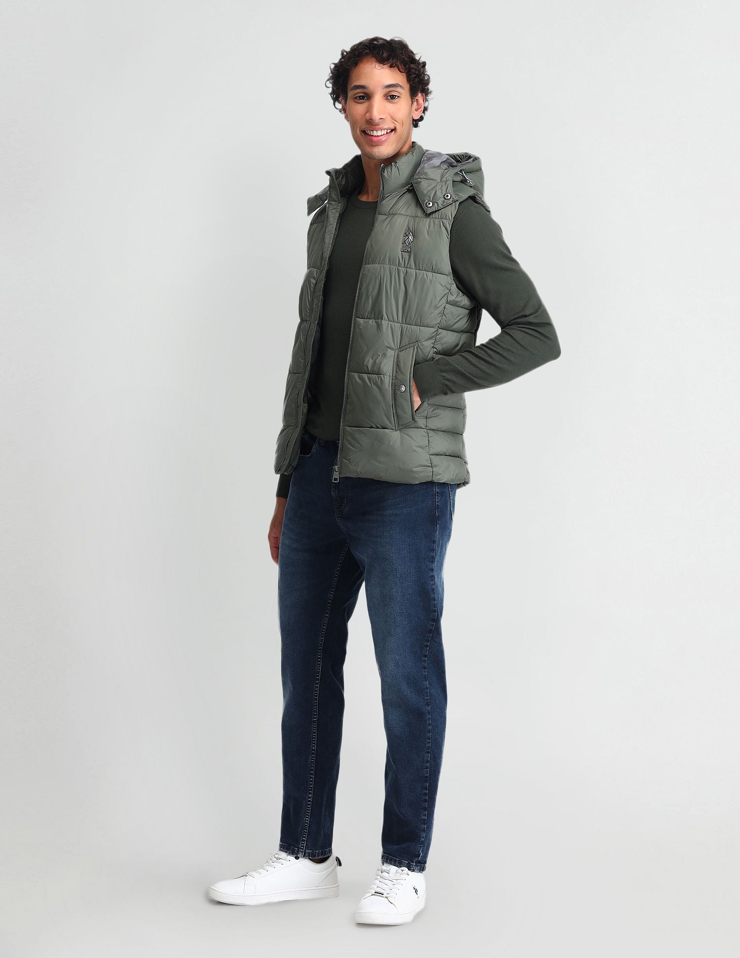 Detachable Hood Padded Jacket Metalic Olive - U.S. POLO ASSN. | Large