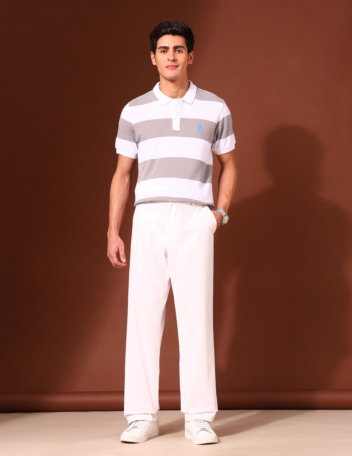 Horizontal Striped Work and Wander Polo Shirt Grey - U.S. Polo Assn. India | Large
