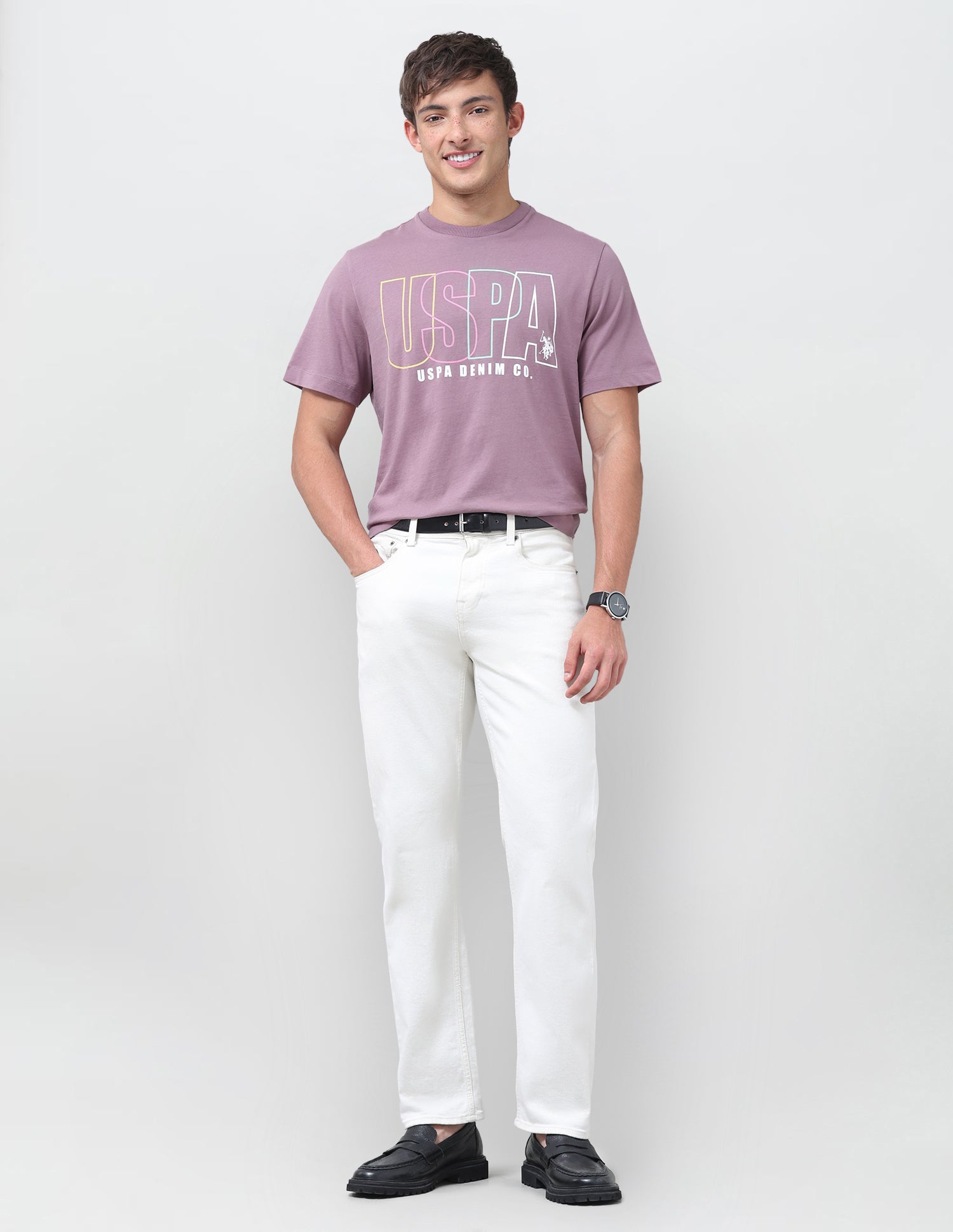 Typographic Brand Printed Relaxed Fit T-Shirt Pink - U.S. Polo Assn. India | Large