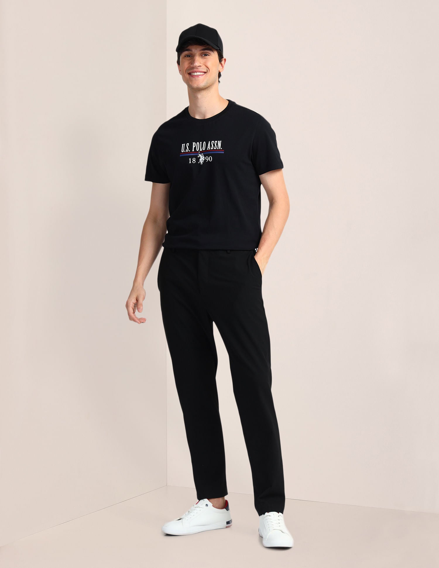 Brand Print Slim Fit T-Shirt Black - U.S. Polo Assn. India | Large