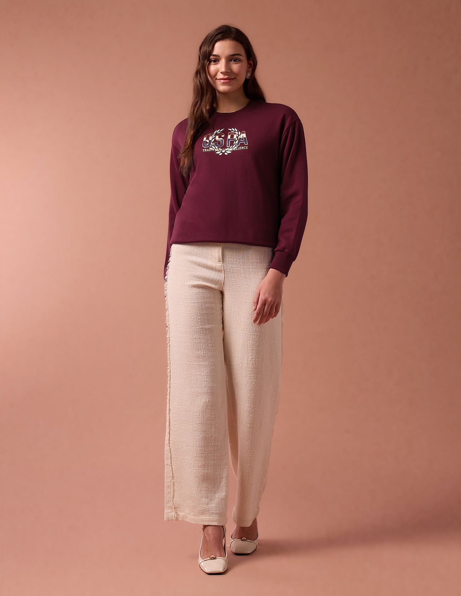 Hd Print Regular Fit Sweatshirt Maroon - U.S. POLO ASSN. | Large