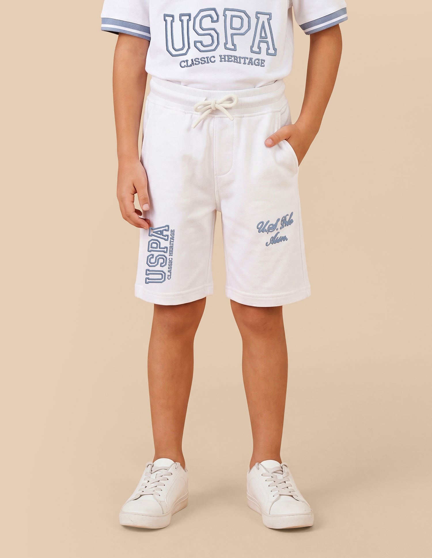 Brand Embroidered Regular Fit Shorts White - U.S. Polo Assn. India | Large