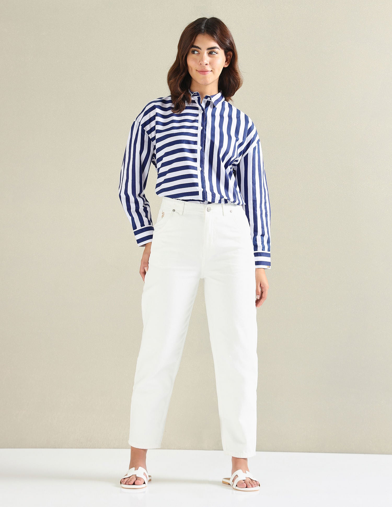 Rear Logo Multi Stripe Shirt Blue - U.S. Polo Assn. India | Large