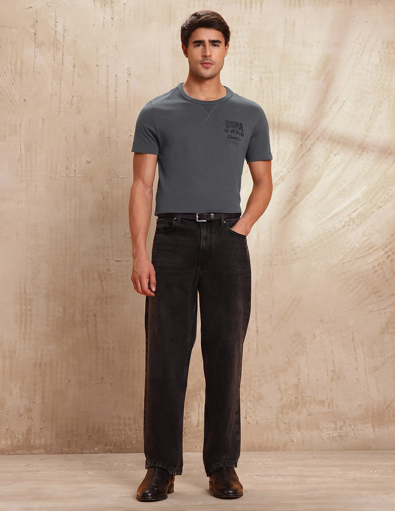 Pure Cotton Muscle Fit T-Shirt Dark Grey - U.S. POLO ASSN. | Large