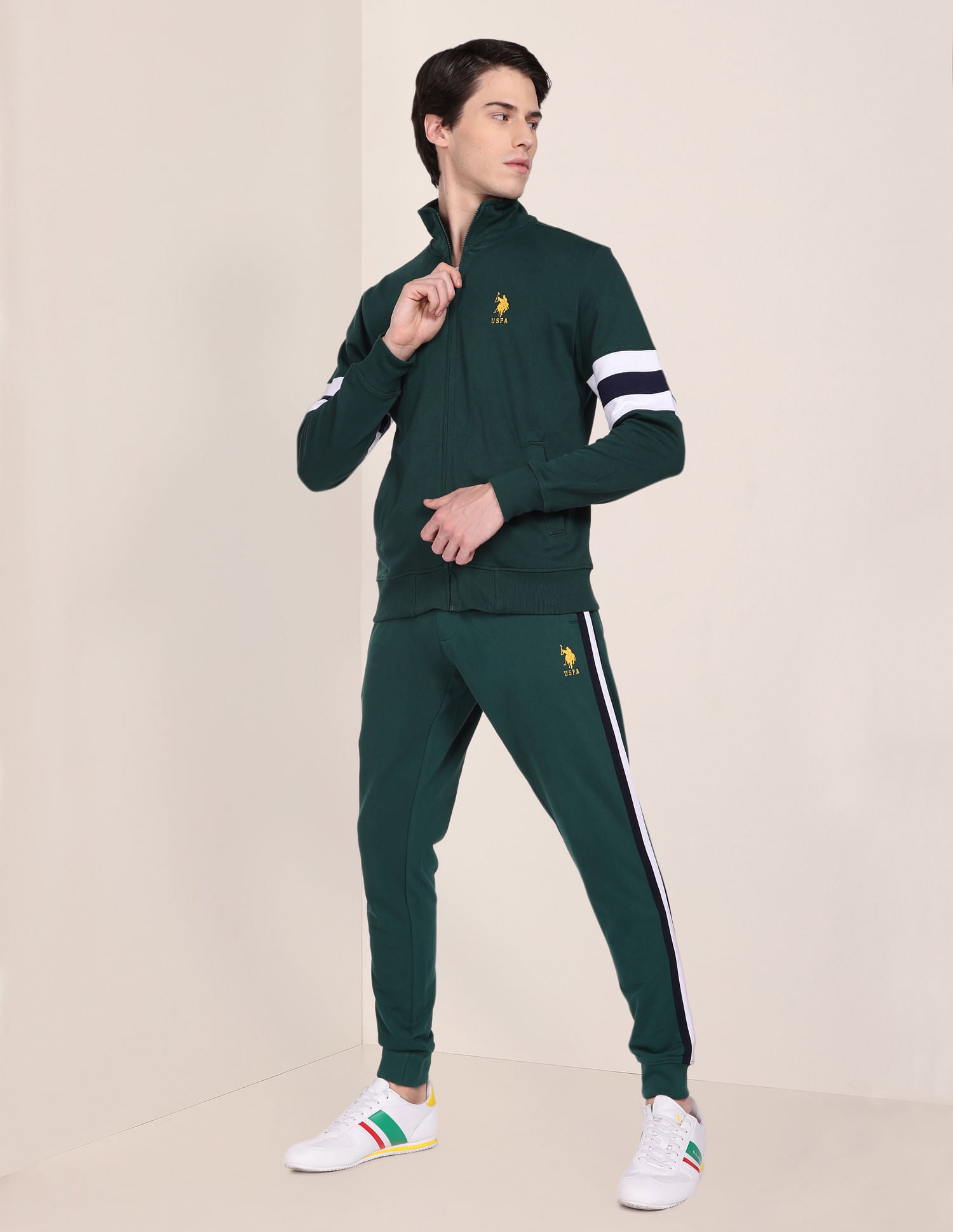 High Neck Zip Up Sweatshirt Dark Green - U.S. POLO ASSN. | Large