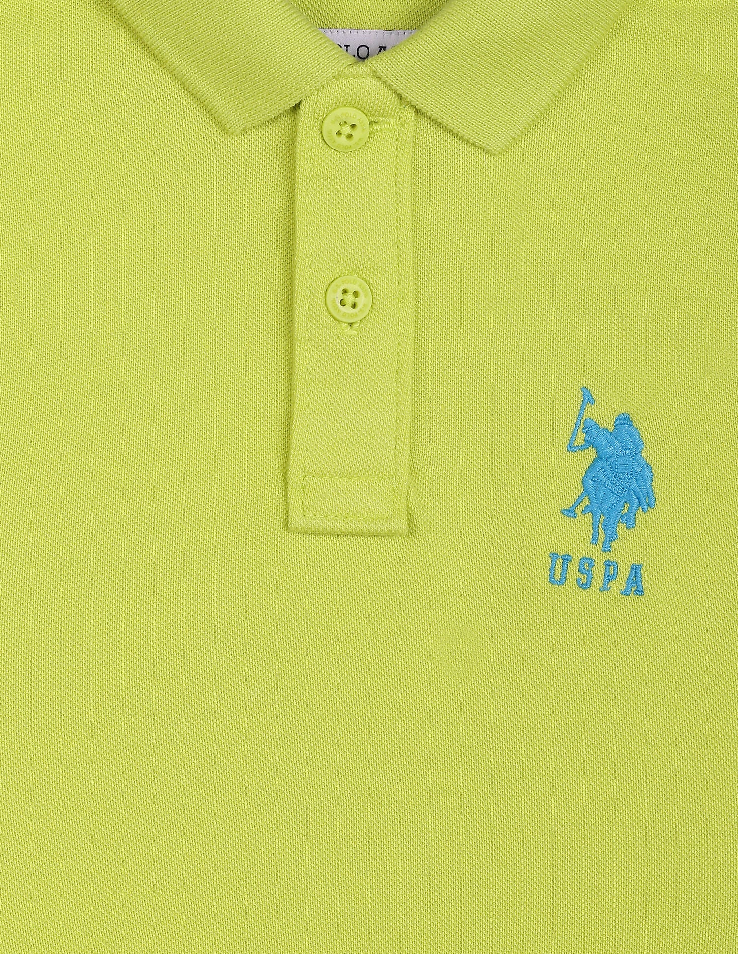 Pure Cotton Solid Polo Shirt Lime Green - U.S. POLO ASSN. | Large