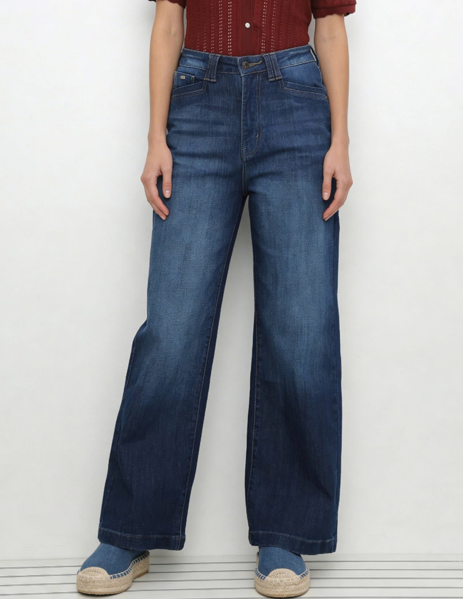 High Rise Wide Leg Fit Jeans Blue - U.S. Polo Assn. India | Large