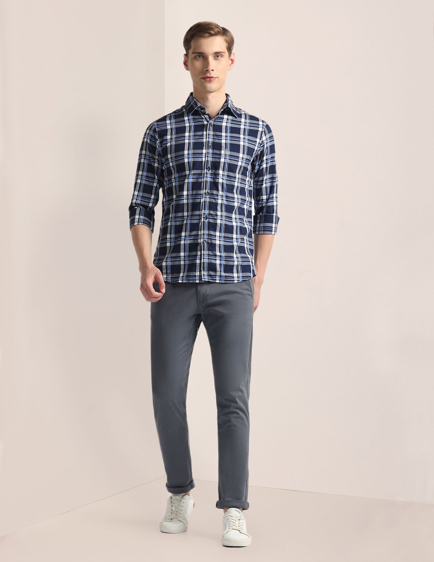 Tartan Check Oxford Shirt Navy - U.S. Polo Assn. India | Large
