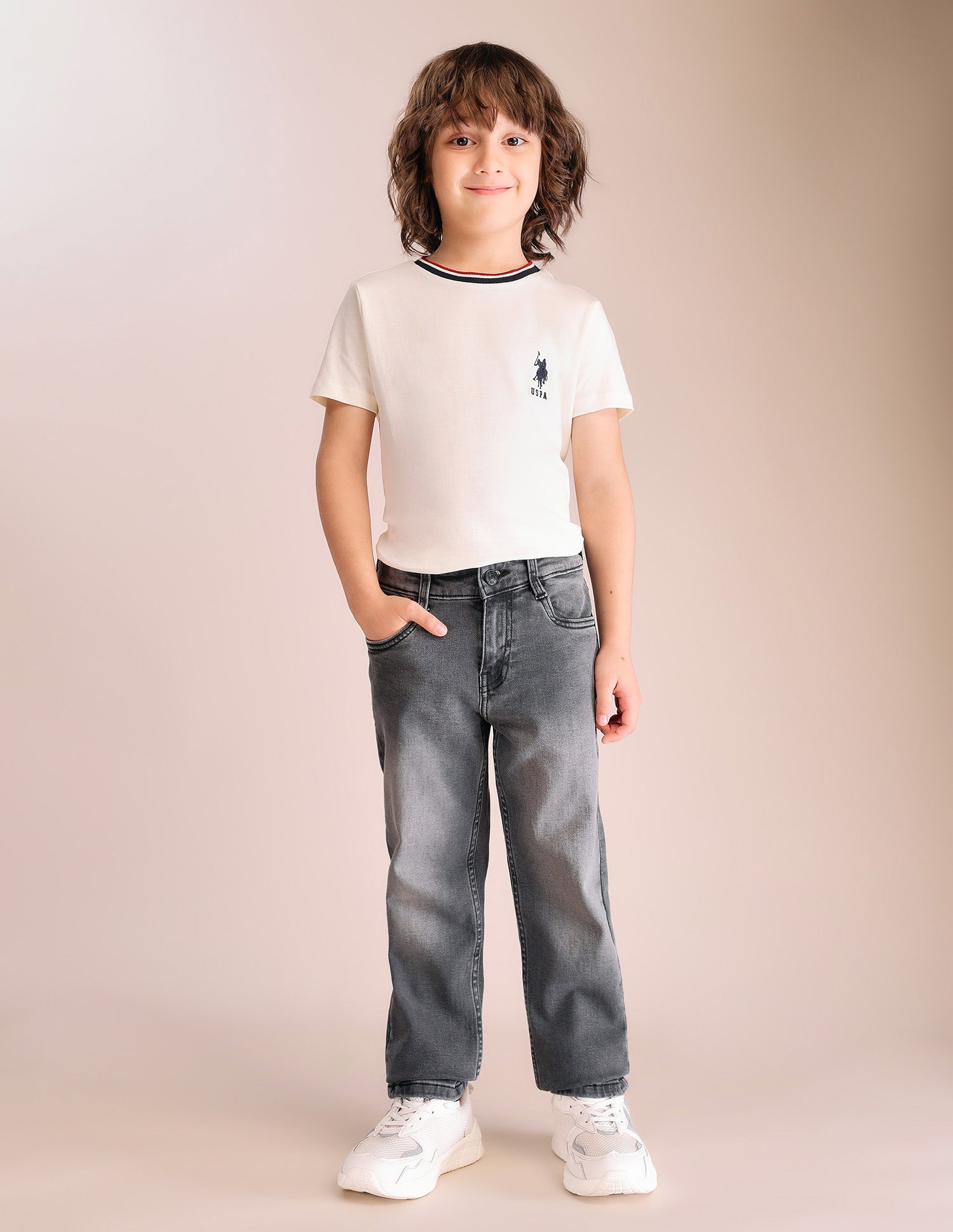 Boys Mid Rise Relaxed Fit Jeans Grey - U.S. POLO ASSN. | Large