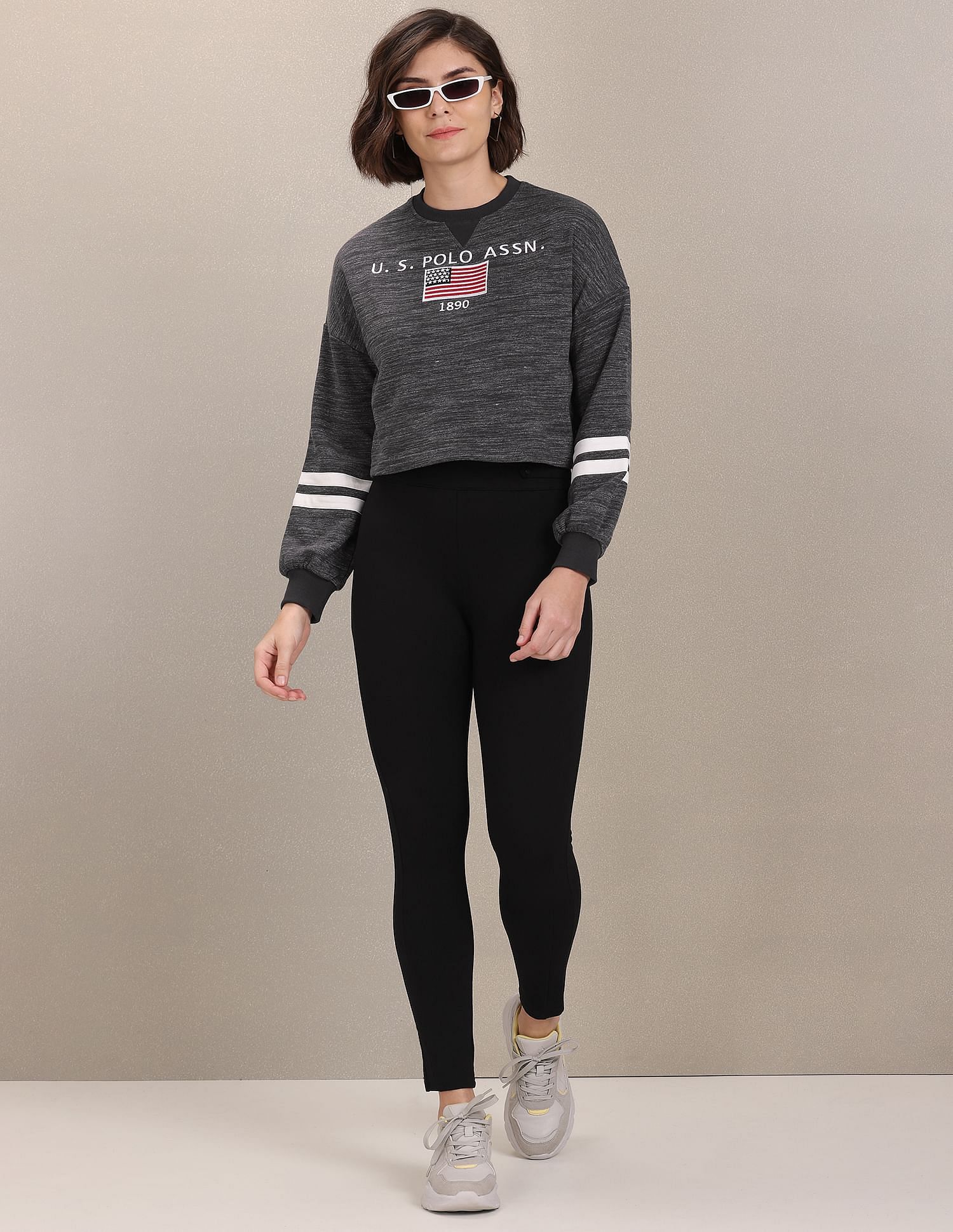 Heathered Embroidered Sweatshirt Dark Grey - U.S. Polo Assn. India | Large