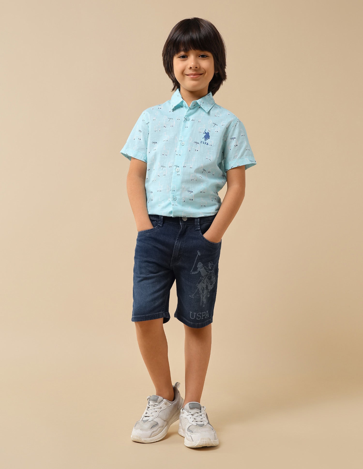 Boys Conversational Brand Printed Shirt Blue - U.S. POLO ASSN. | Large