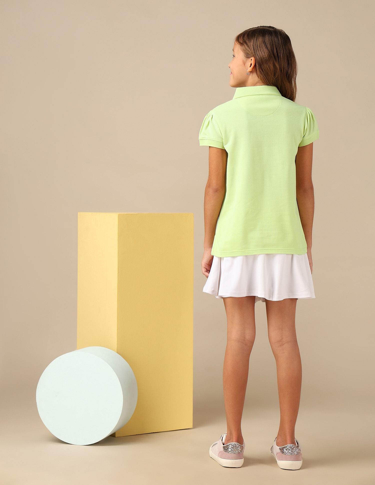 Girls Brand Printed Relaxed Fit Polo Shirt Yellow - U.S. POLO ASSN. | Large