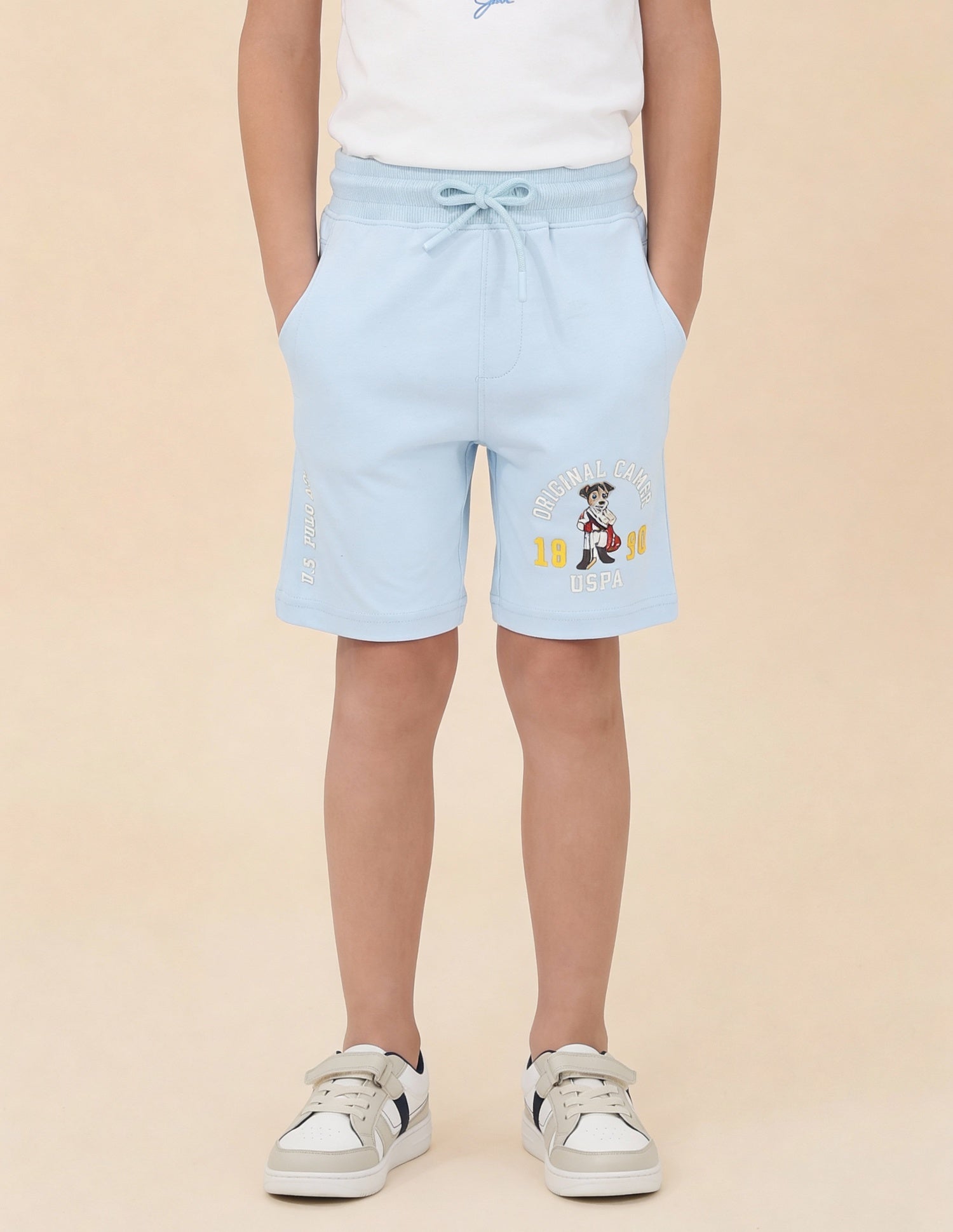 Graphic Brand Printed Regular Fit Shorts Light Blue - U.S. Polo Assn. India | Large