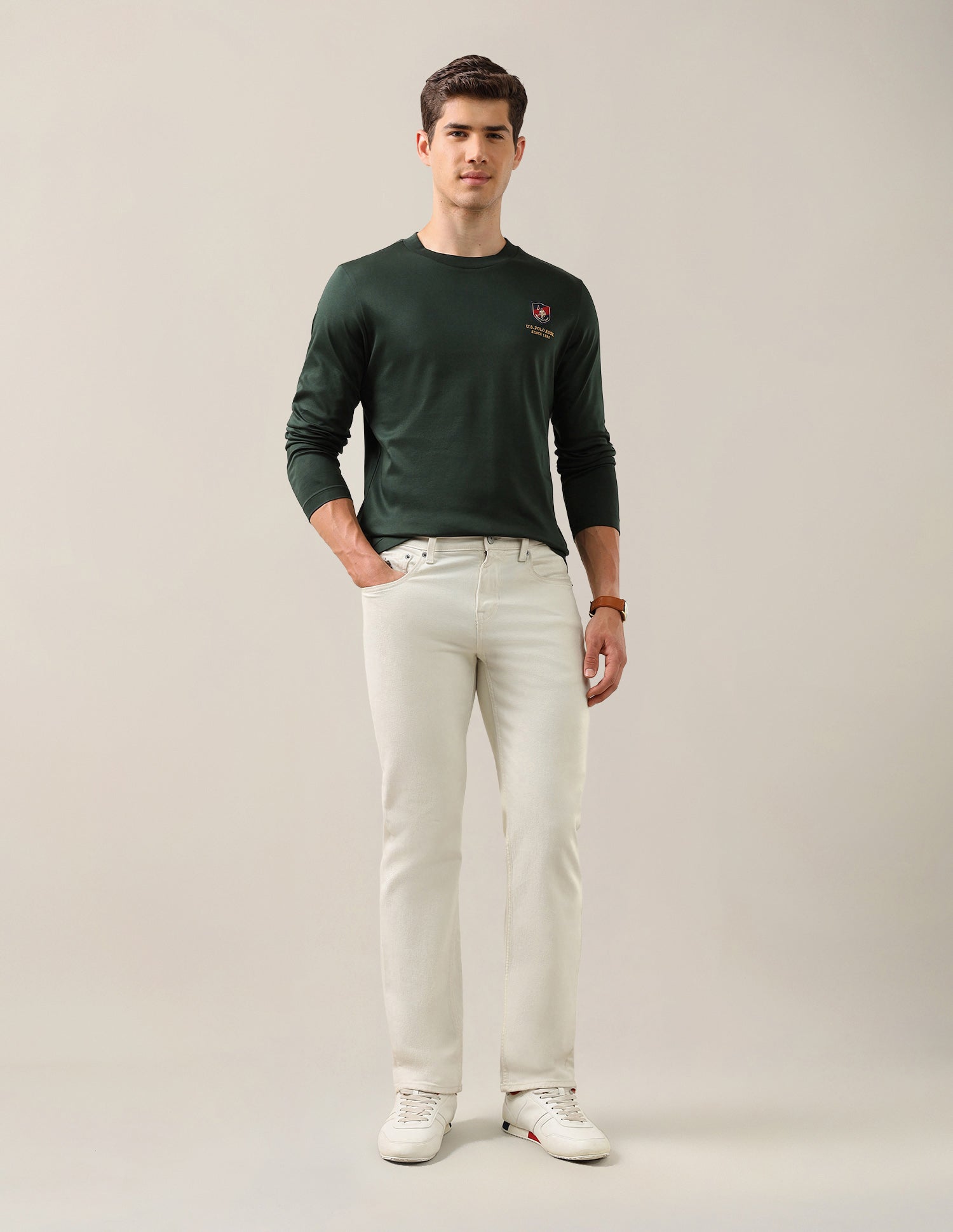 Solid Slim Fit T-Shirt Dark Green - U.S. Polo Assn. India | Large