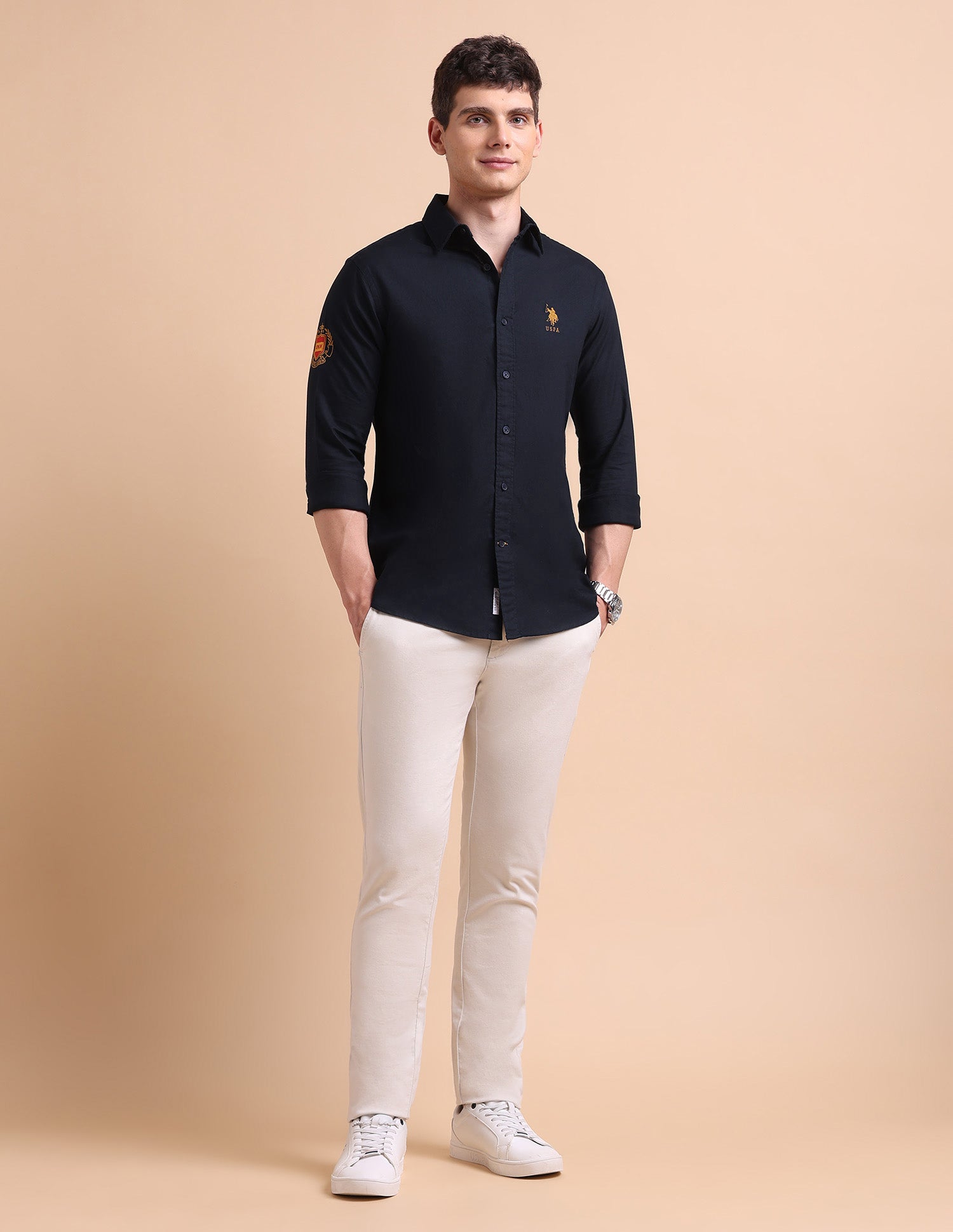 Pure Cotton Tailored Fit Oxford Shirt Navy - U.S. POLO ASSN. | Large