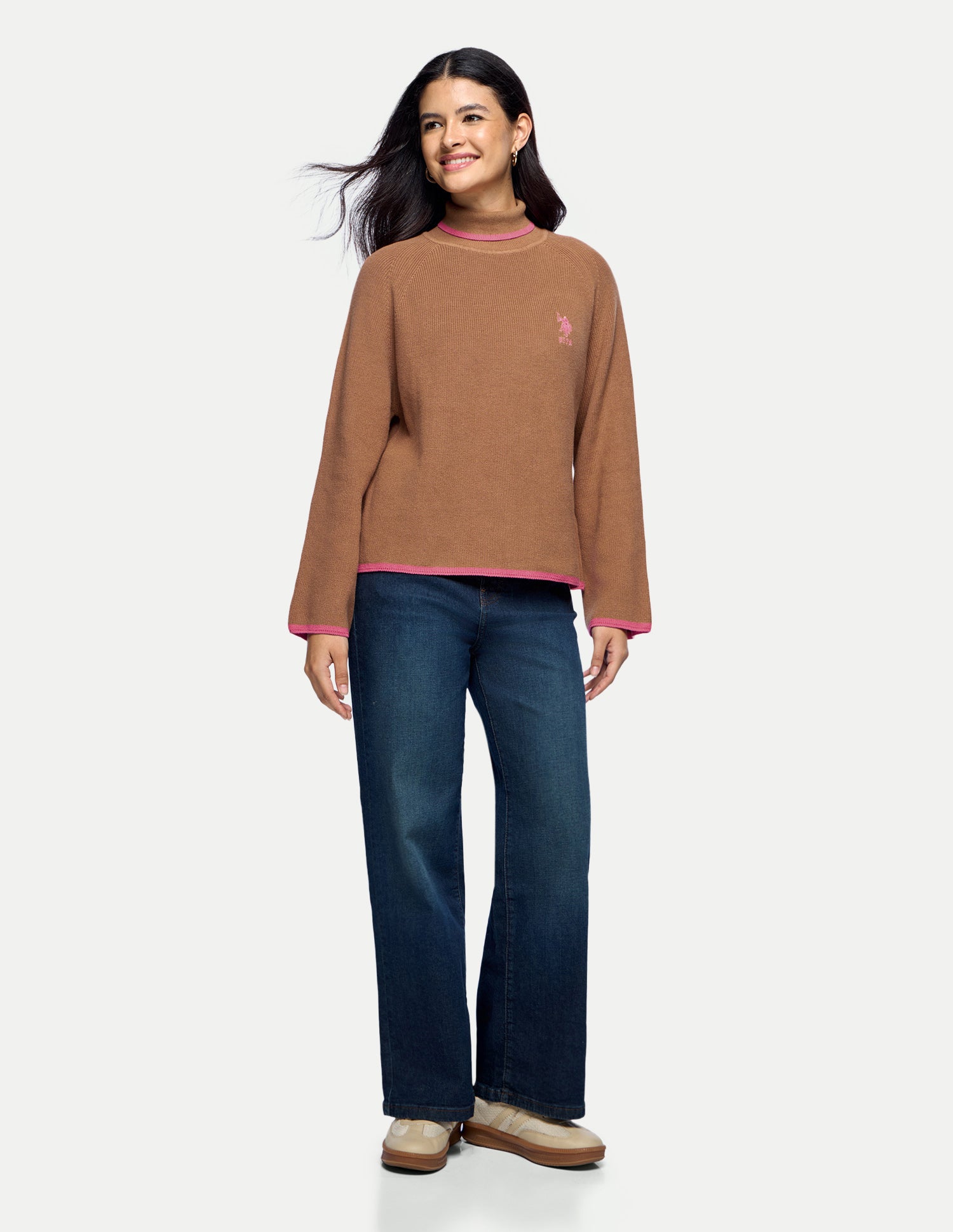 Solid Relaxed Fit Sweater Brown - U.S. Polo Assn. India | Large