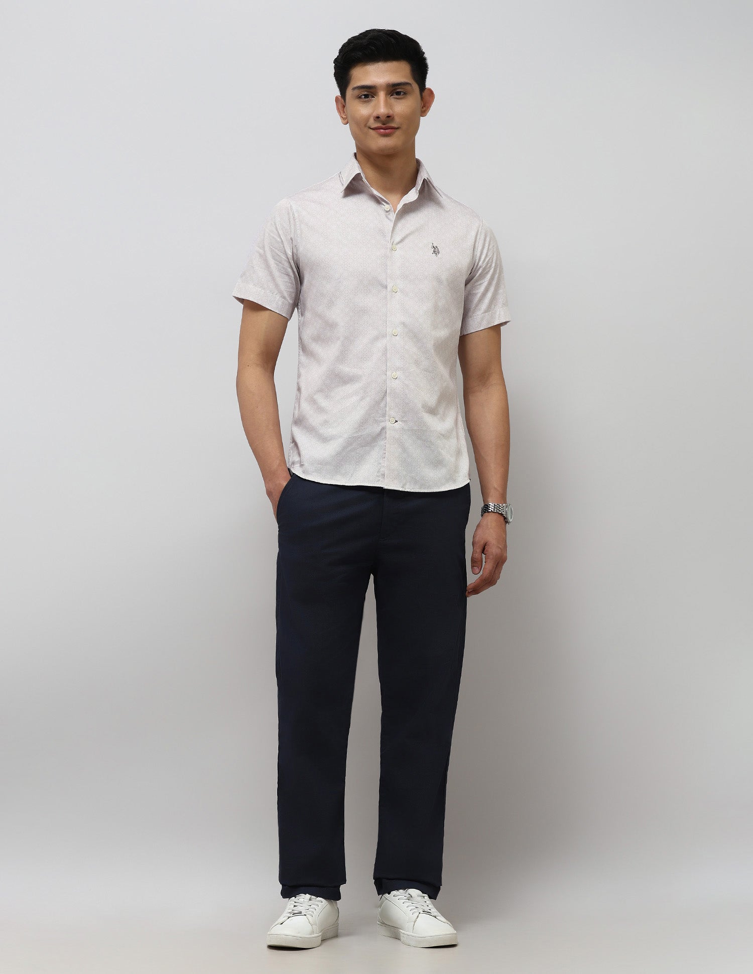 Tailored Fit Satin Shirt Beige - U.S. POLO ASSN. | Large