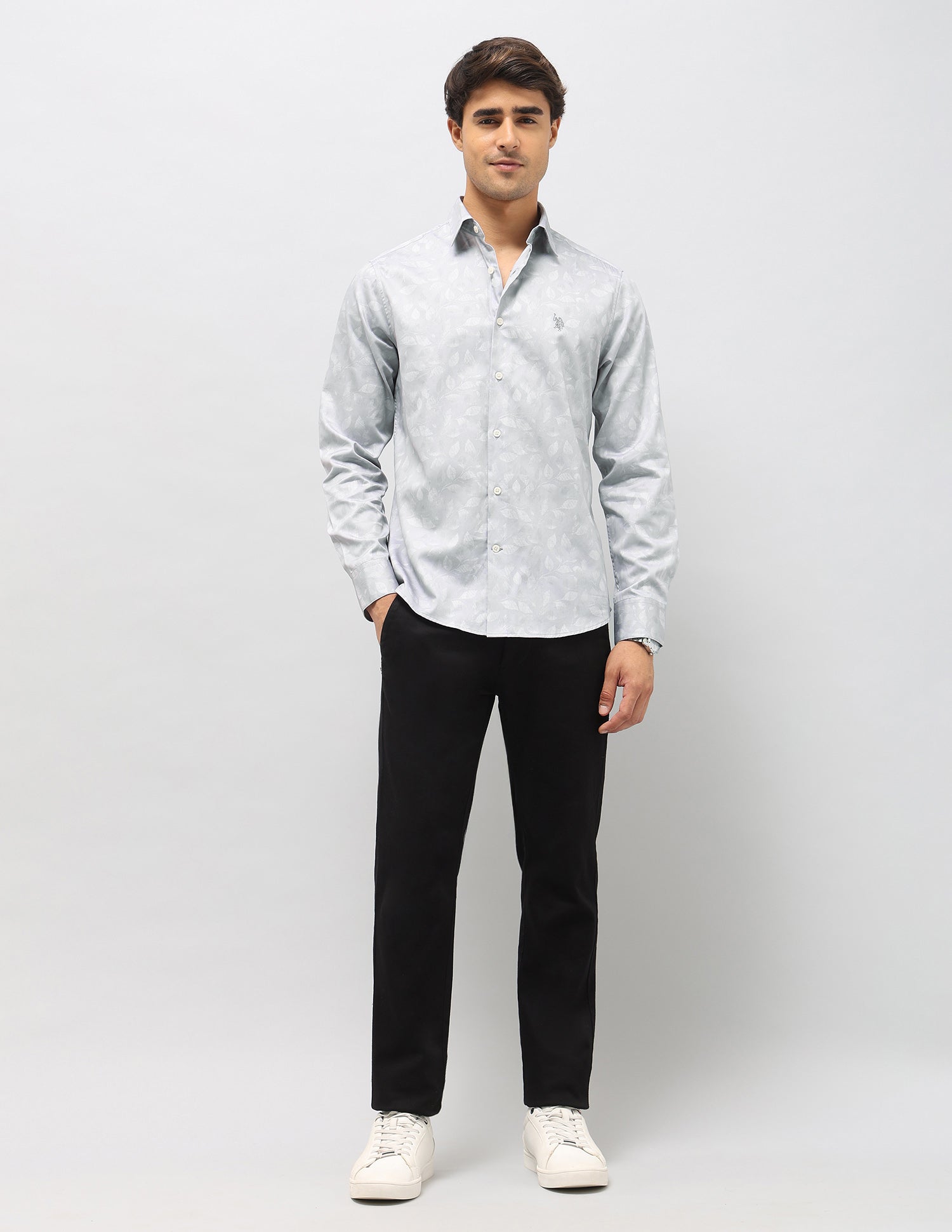 All Over Printed Pure Cotton Shirt Grey - U.S. POLO ASSN. | Large