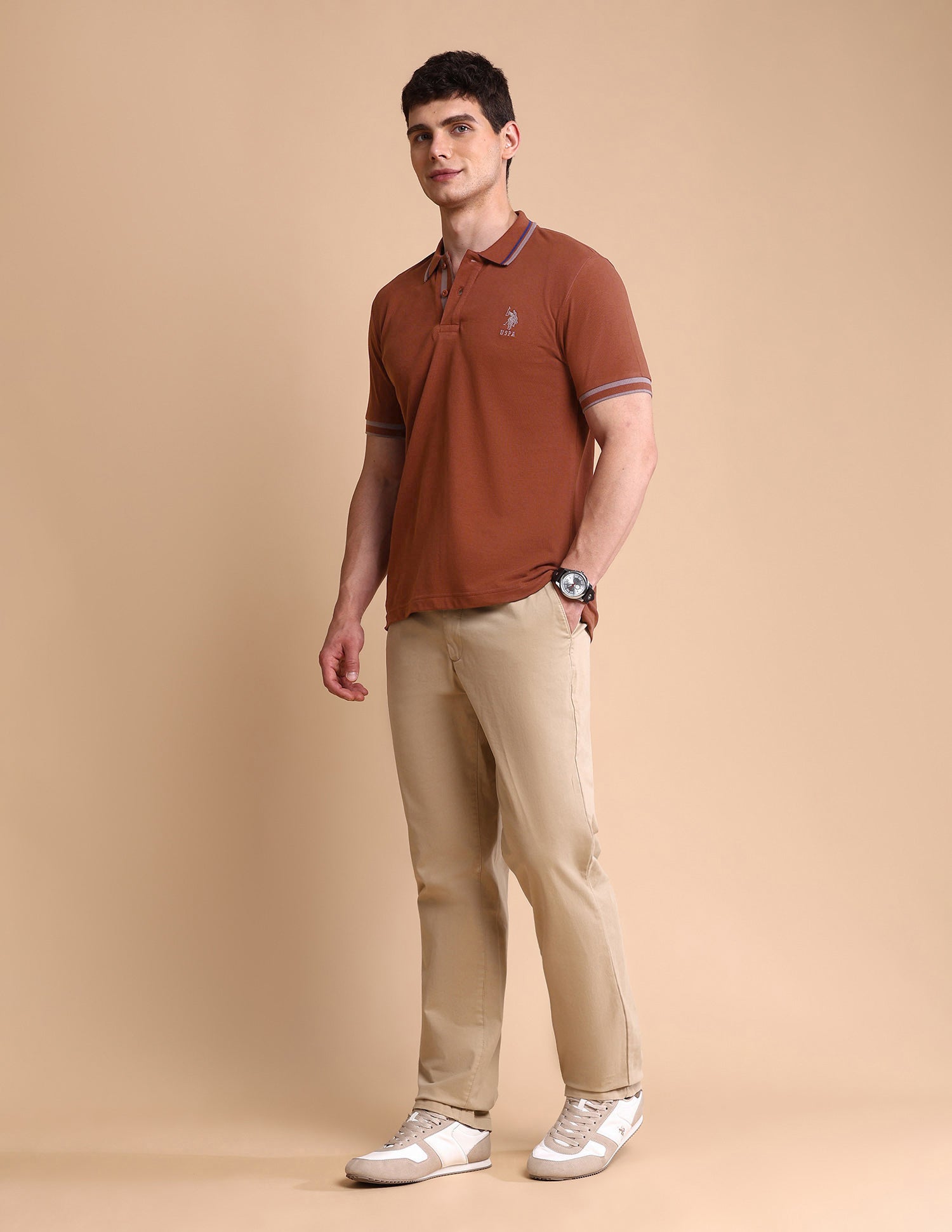 Pure Cotton Slim Fit Polo Shirt Maroon - U.S. POLO ASSN. | Large