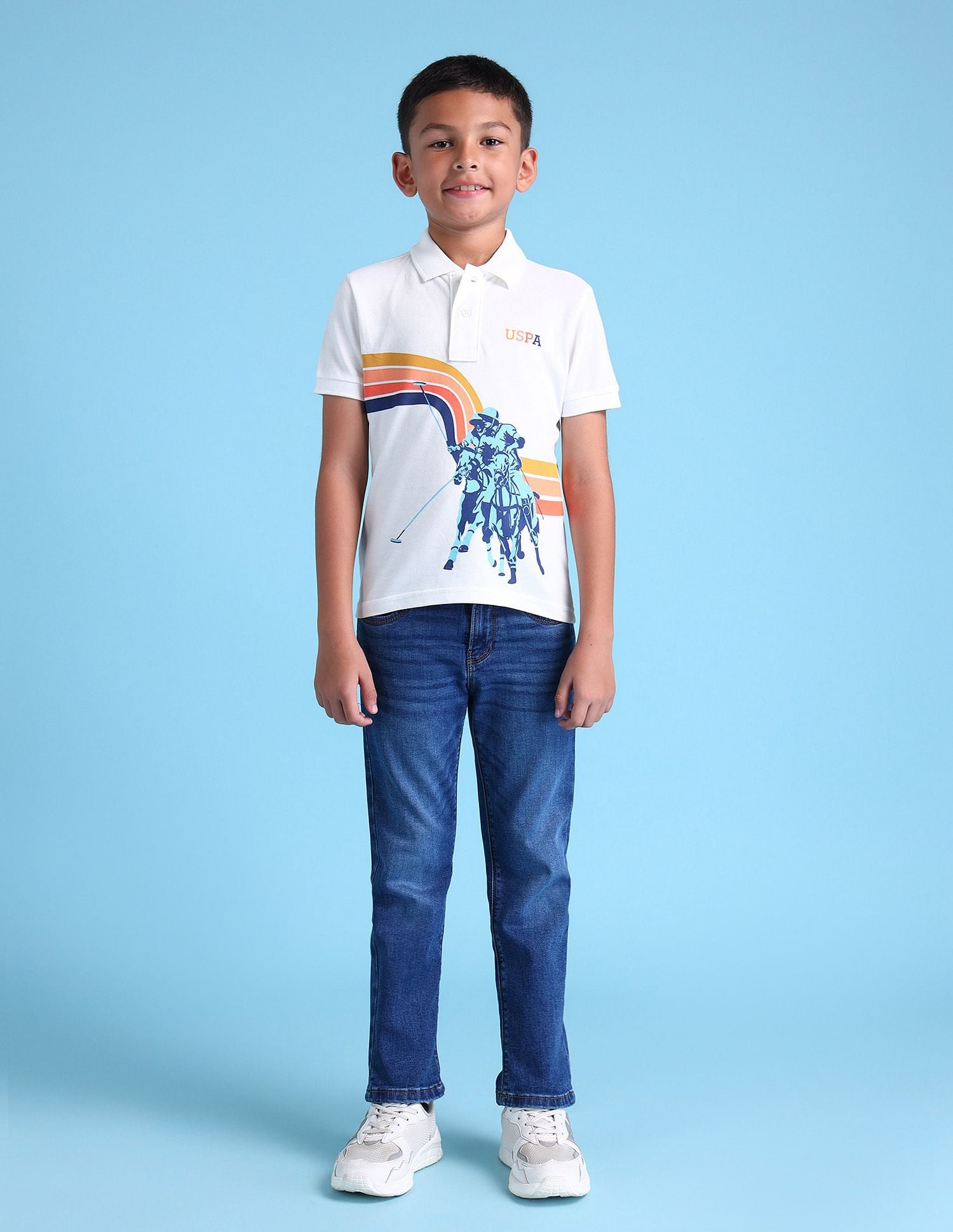 Boys Brand Printed Polo Shirt White - U.S. POLO ASSN. | Large