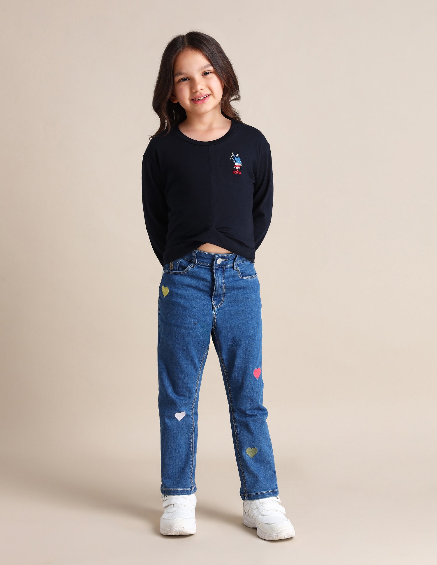 Girls Pure Cotton Brand Printed T-Shirt Navy - U.S. POLO ASSN. | Large