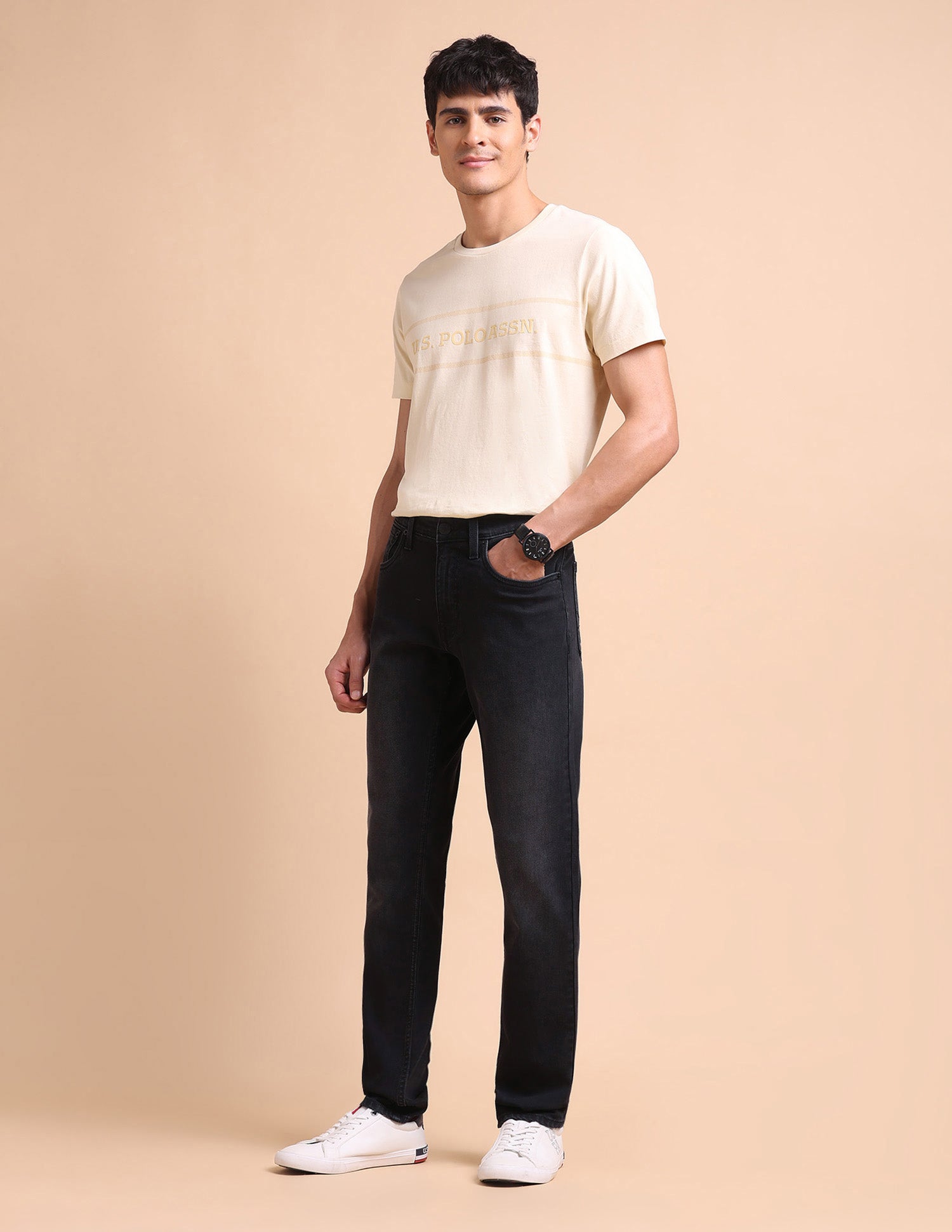 Brandon Slim Tapered Fit Grey Jeans Dark Grey - U.S. POLO ASSN. | Large