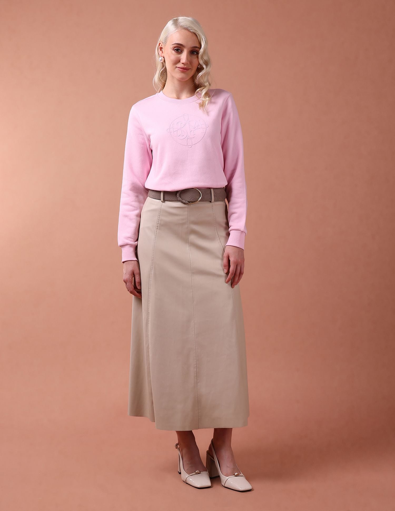 Brand Embroidered Regular Sweatshirt Light Pink - U.S. POLO ASSN. | Large